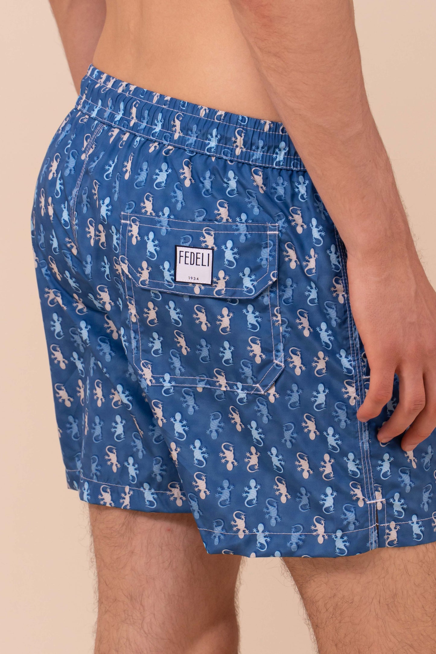 Madeira - The Sustainable Swim Trunks - Gecko Pattern - DENIM