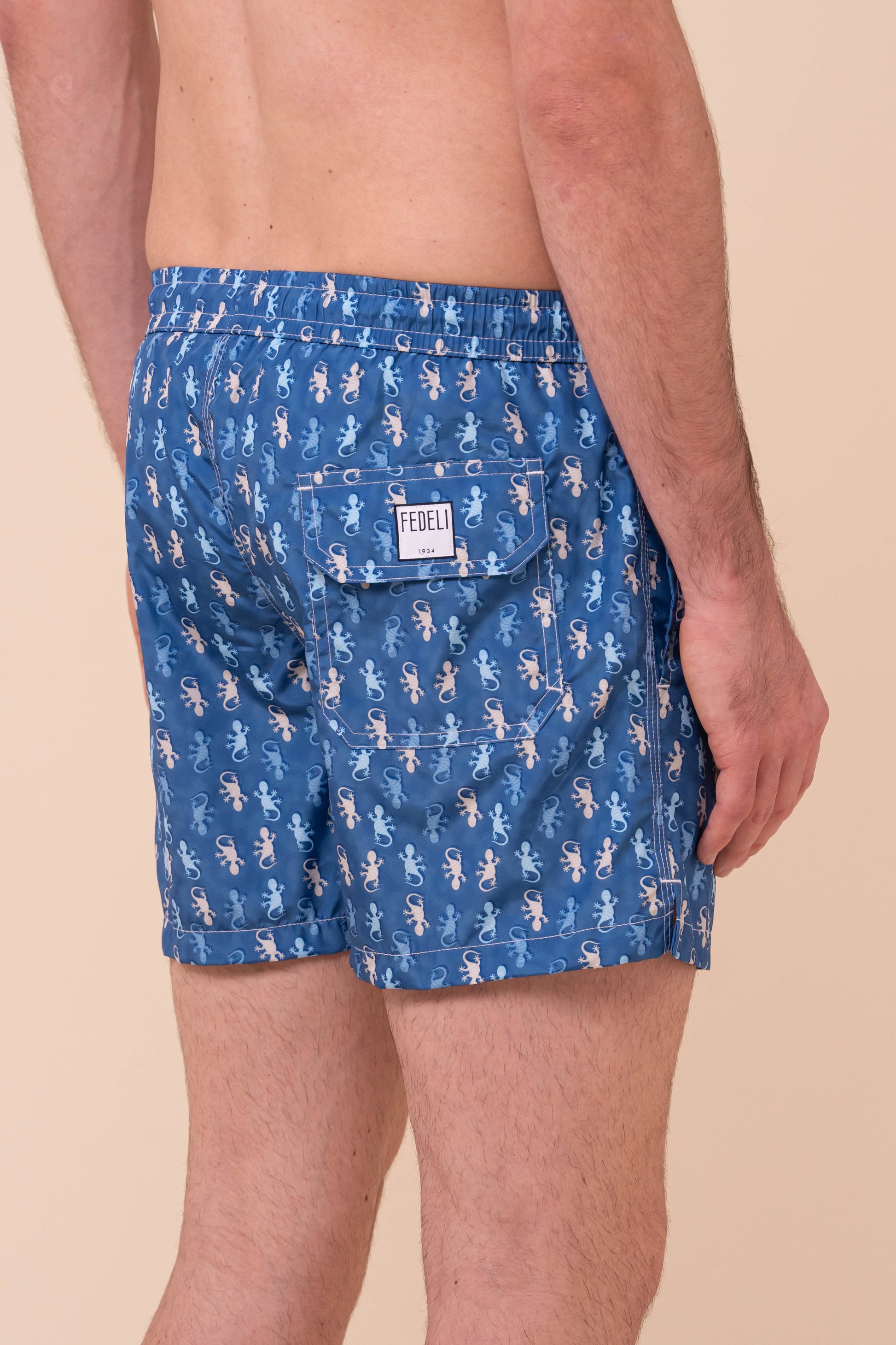 Madeira - The Sustainable Swim Trunks - Gecko Pattern - DENIM