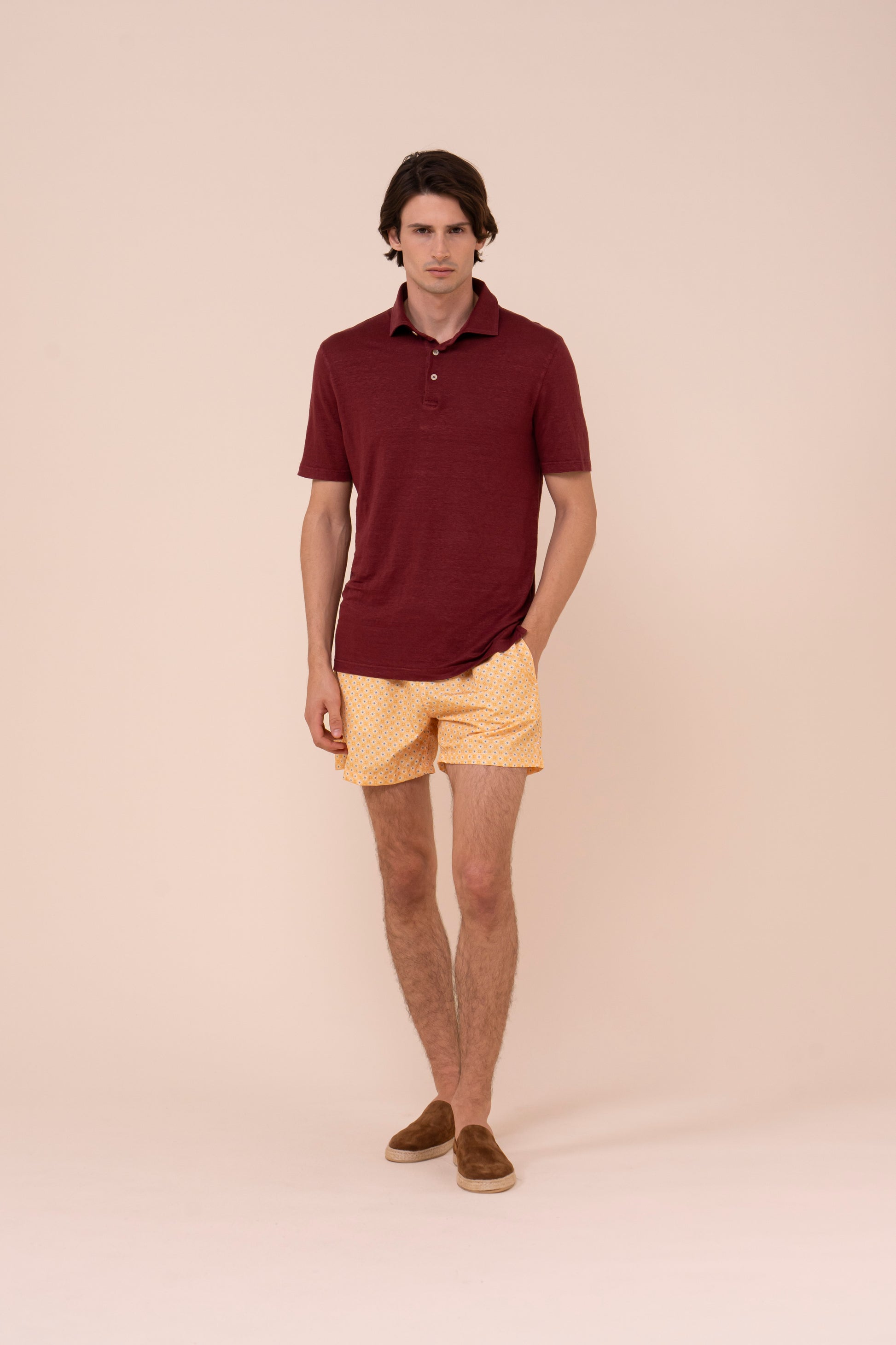 Madeira - The Sustainable Swim Trunks - Daisy Pattern - YELLOWORANGE