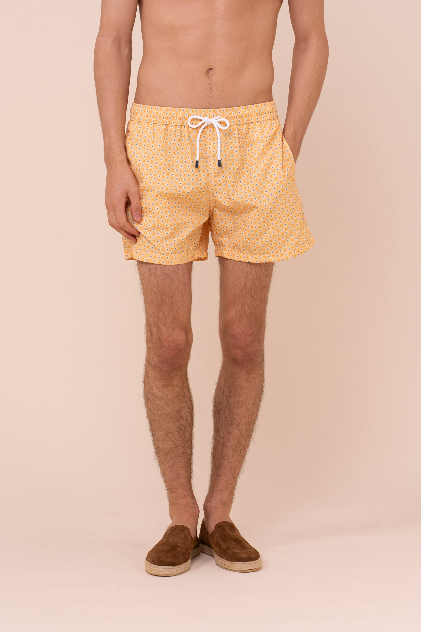 Madeira - The Sustainable Swim Trunks - Daisy Pattern - YELLOWORANGE