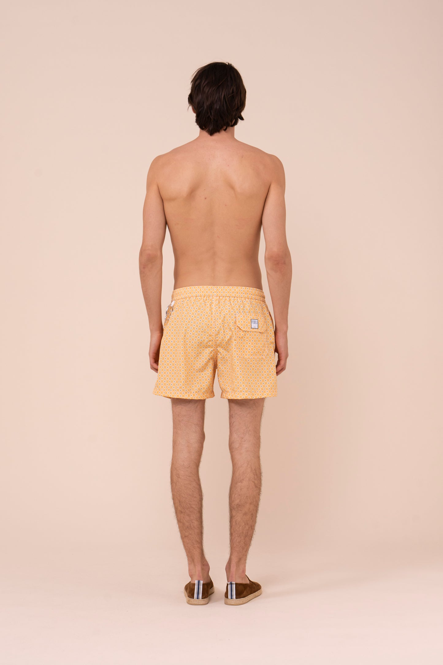 Madeira - The Sustainable Swim Trunks - Daisy Pattern - YELLOWORANGE