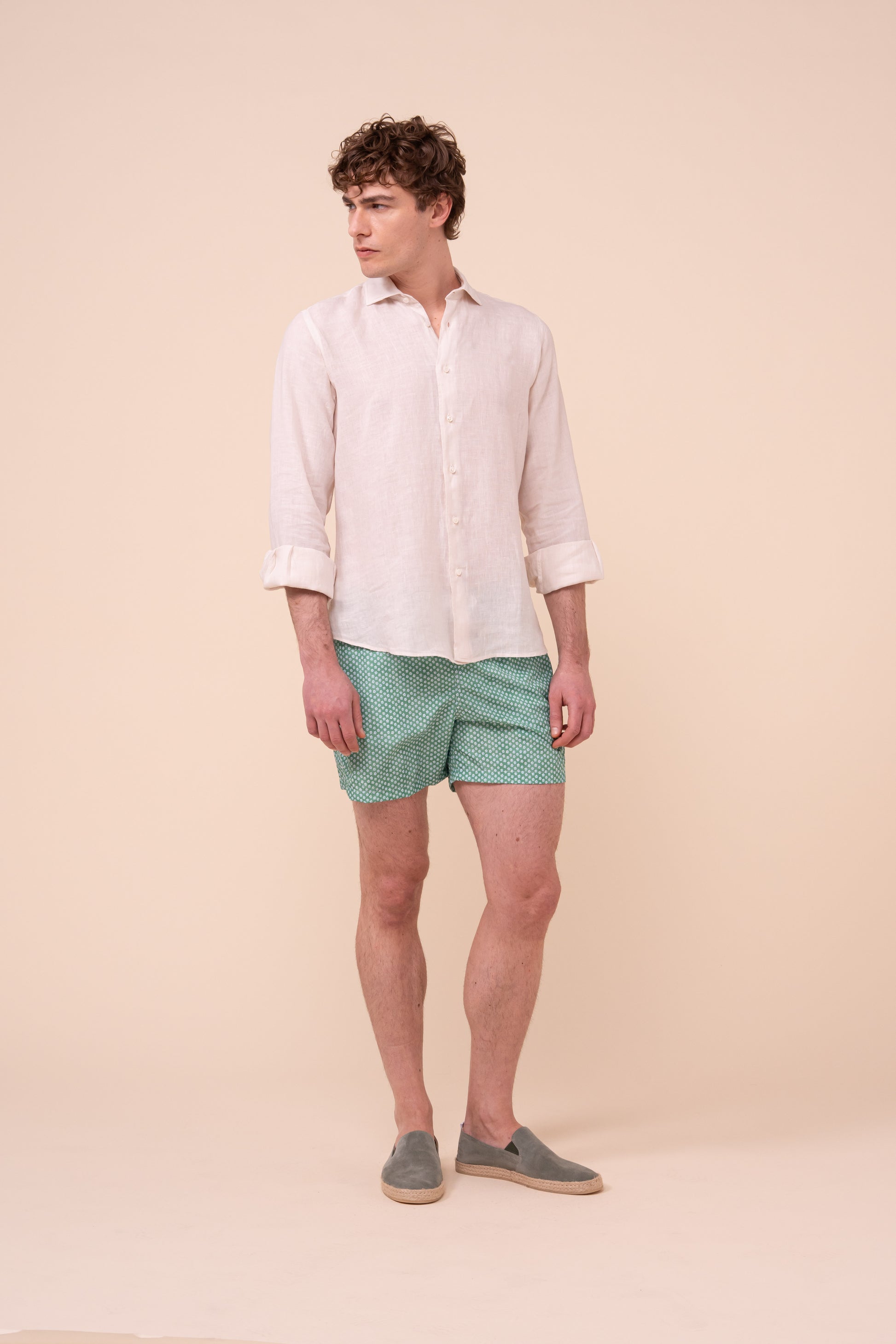 Madeira - The Sustainable Swim Trunks - Tiny Stars Pattern - MEDIUMSEAGREEN