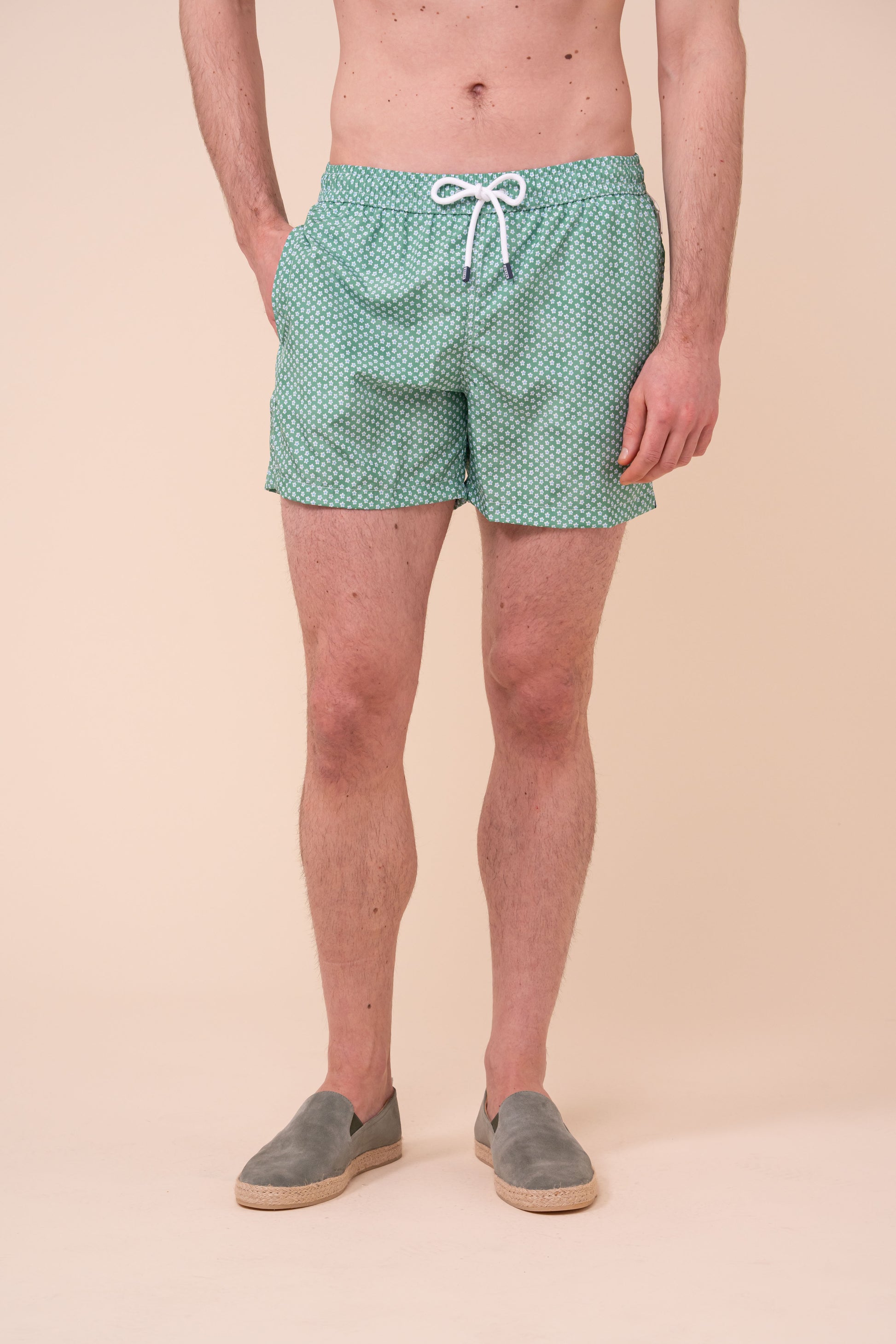 Madeira - The Sustainable Swim Trunks - Tiny Stars Pattern - MEDIUMSEAGREEN
