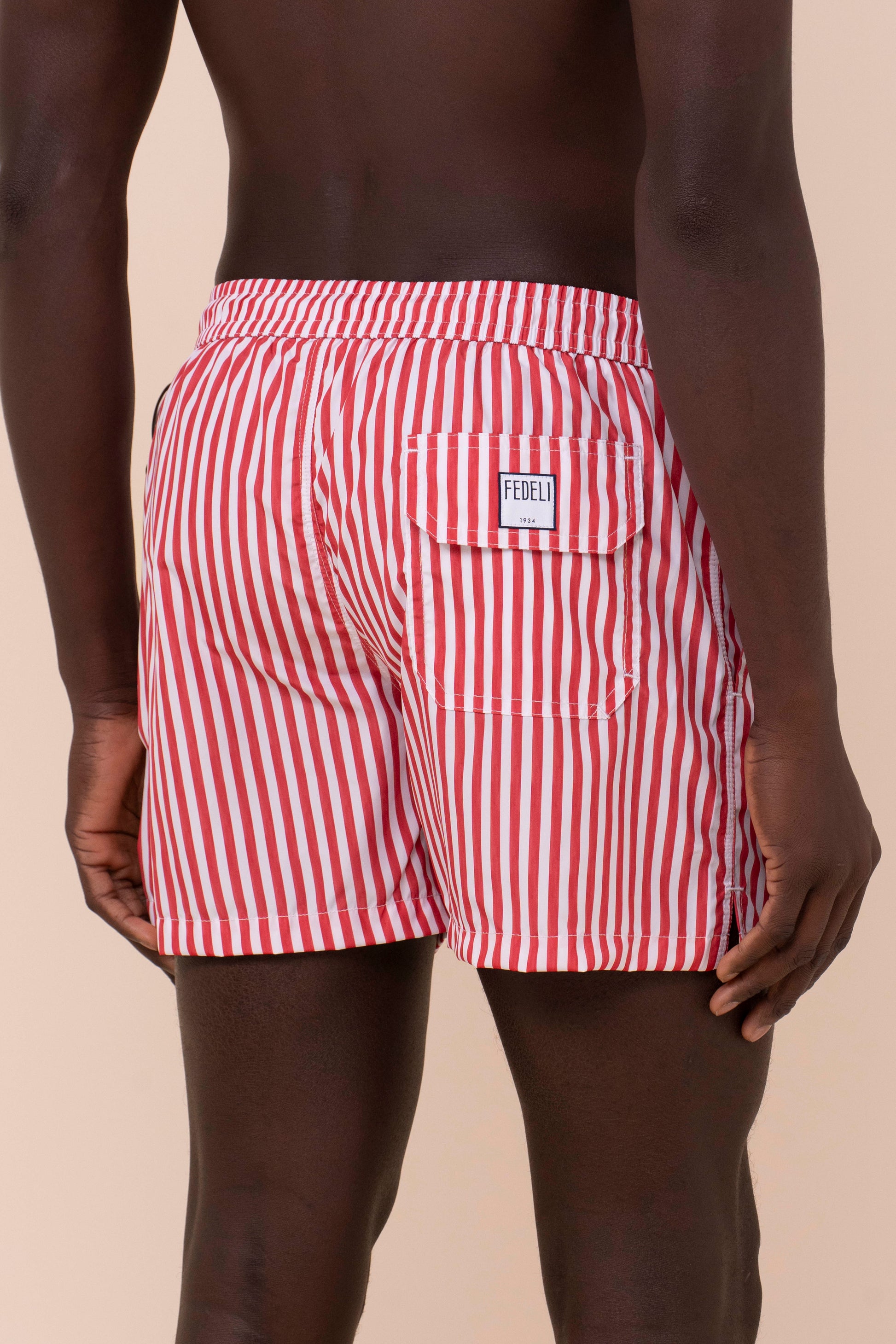 Madeira - The Sustainable Swim Trunks - Stripe Pattern - CORAL