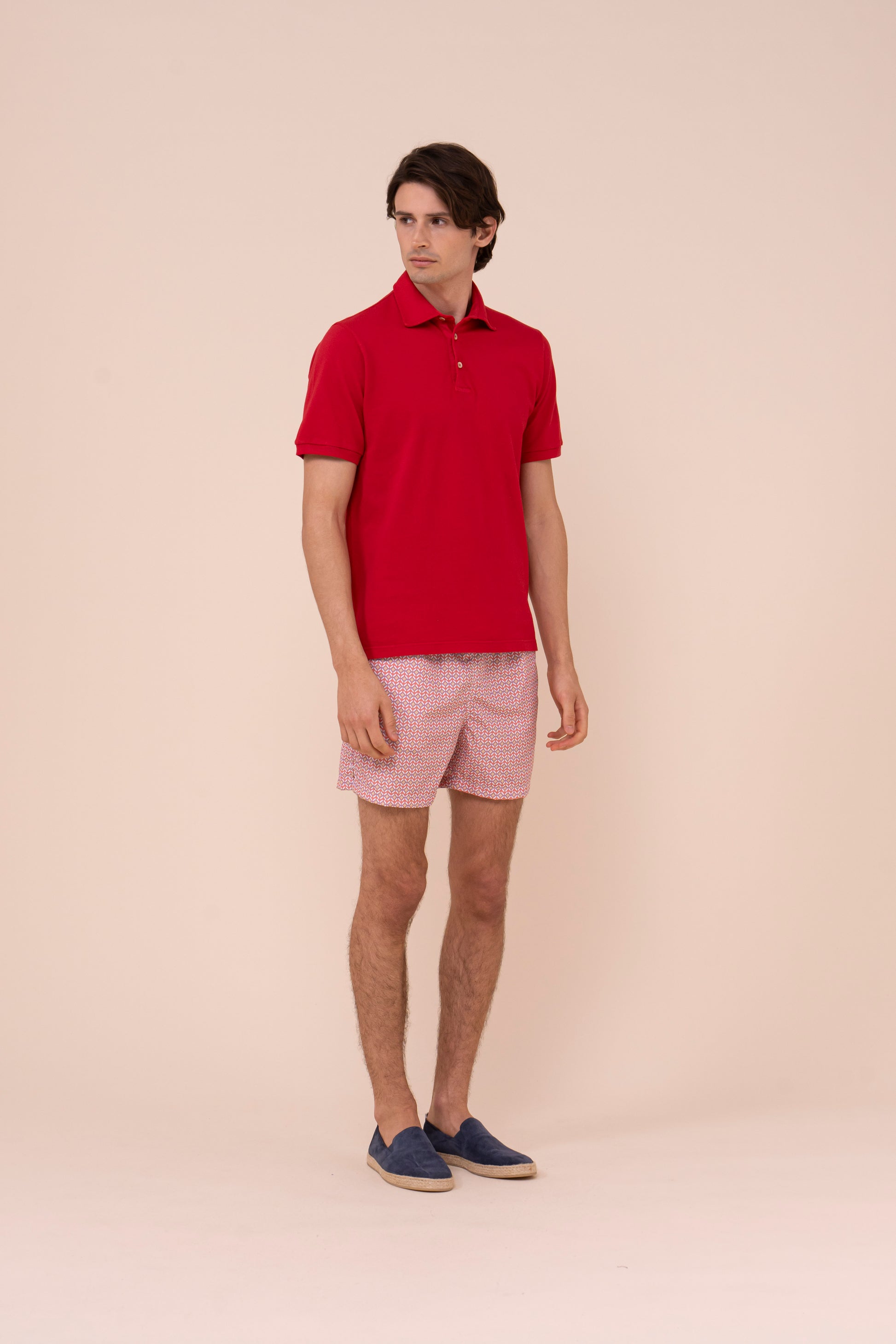 Madeira - The Sustainable Swim Trunks - Herringbone Pattern - CORAL