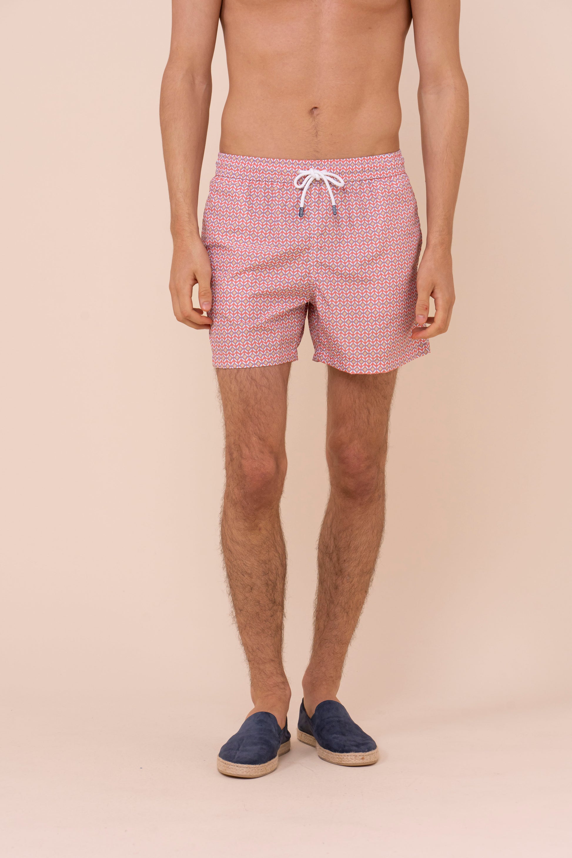 Madeira - The Sustainable Swim Trunks - Herringbone Pattern - CORAL