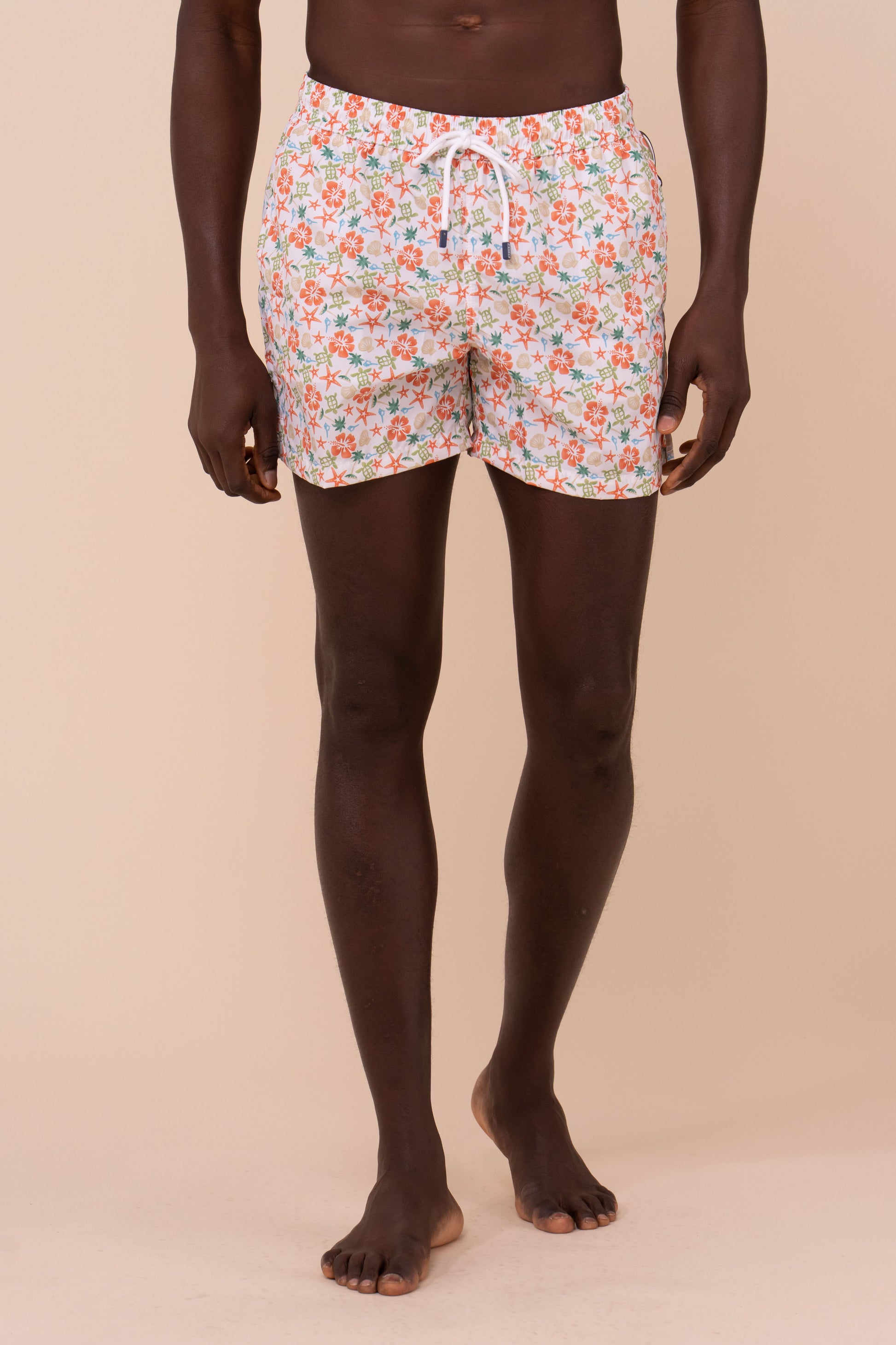 Madeira - The Sustainable Swim Trunks - Hawaii Pattern - DARKORANGE