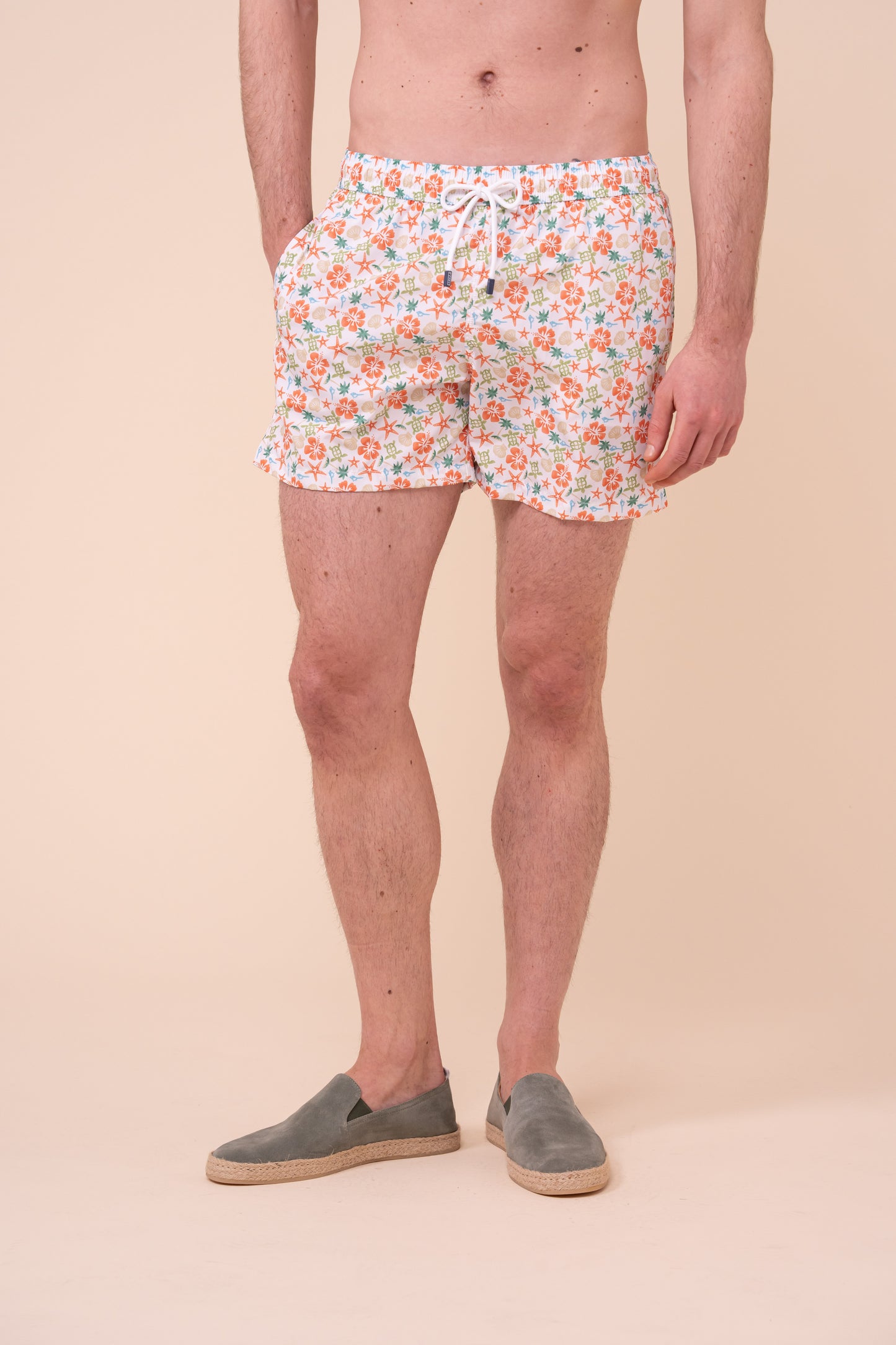 Madeira - The Sustainable Swim Trunks - Hawaii Pattern - DARKORANGE