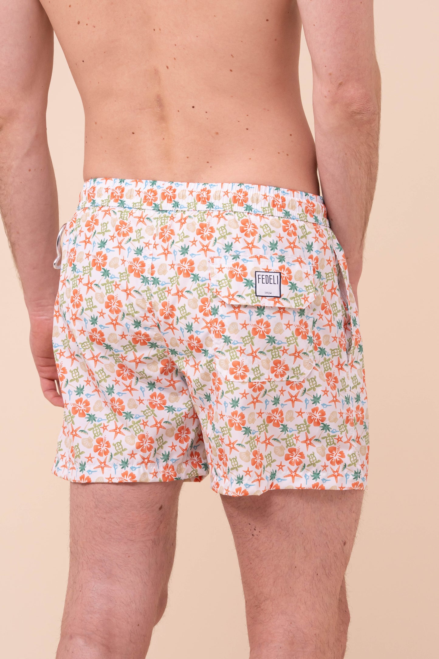 Madeira - The Sustainable Swim Trunks - Hawaii Pattern - DARKORANGE