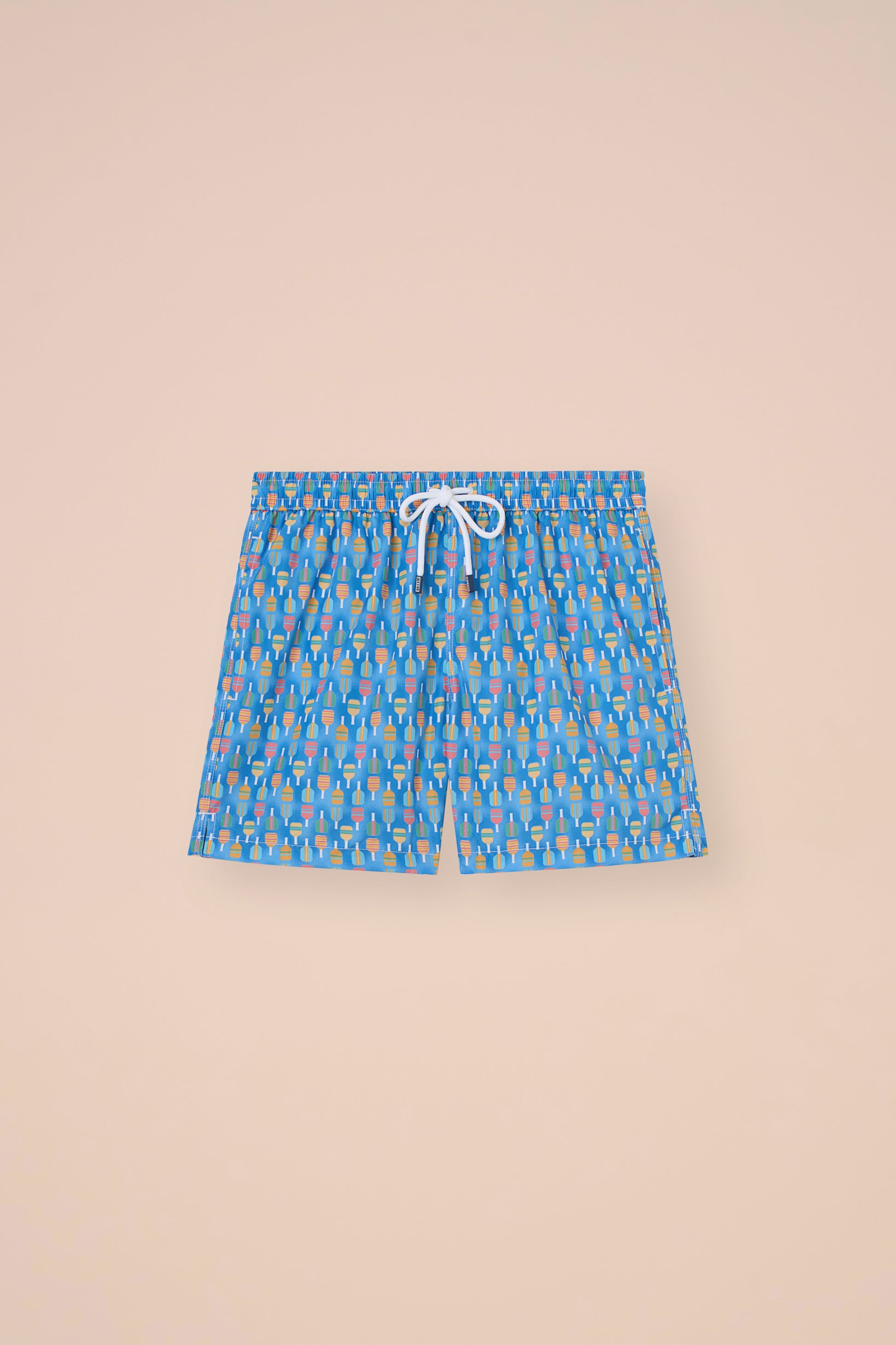 Madeira - The Sustainable Swim Trunks - Padel Racket Pattern - WHITE