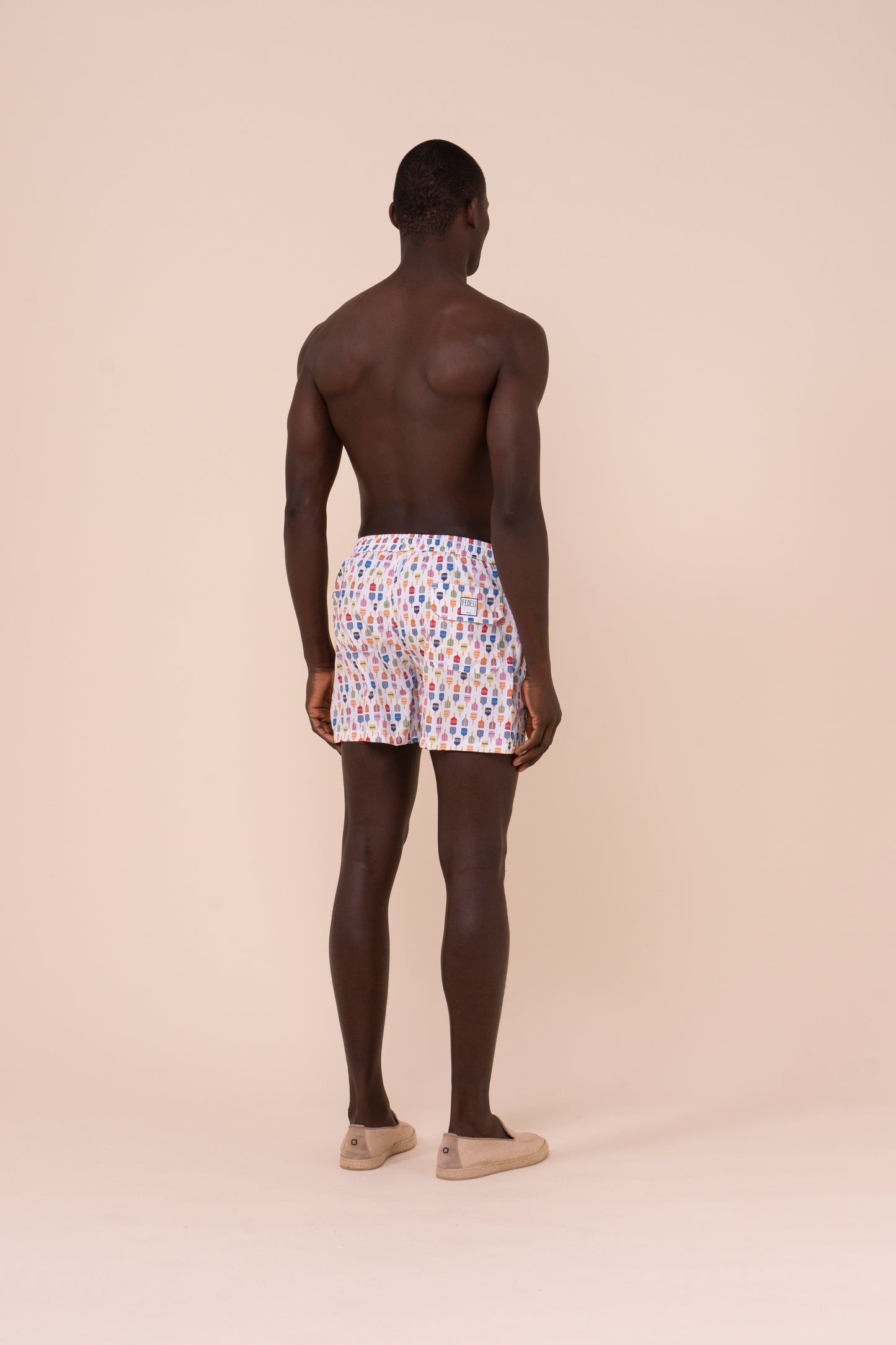 Madeira - The Sustainable Swim Trunks - Padel Racket Pattern - WHITE