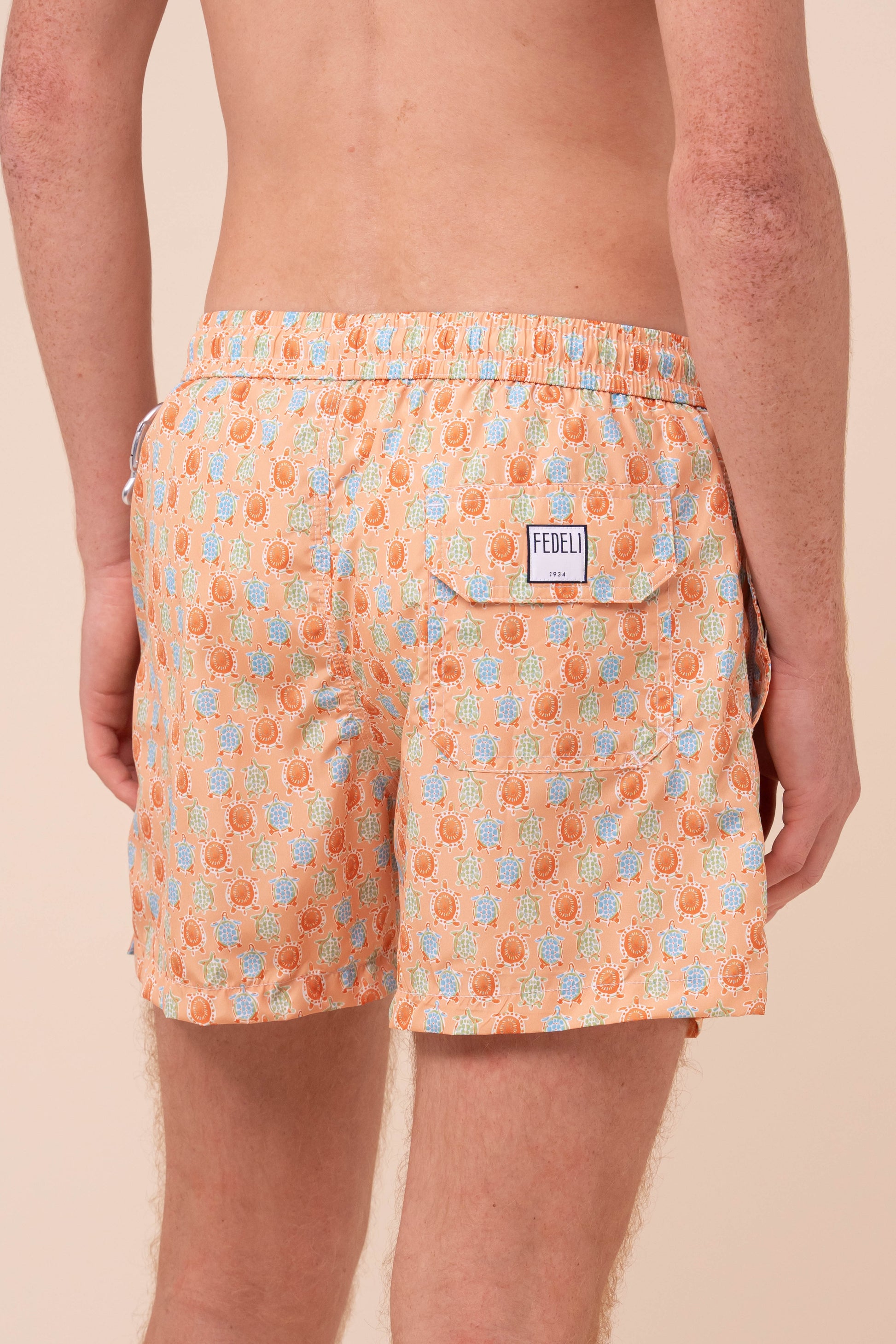 Madeira - The Sustainable Swim Trunks - Turtles Pattern - PEACH