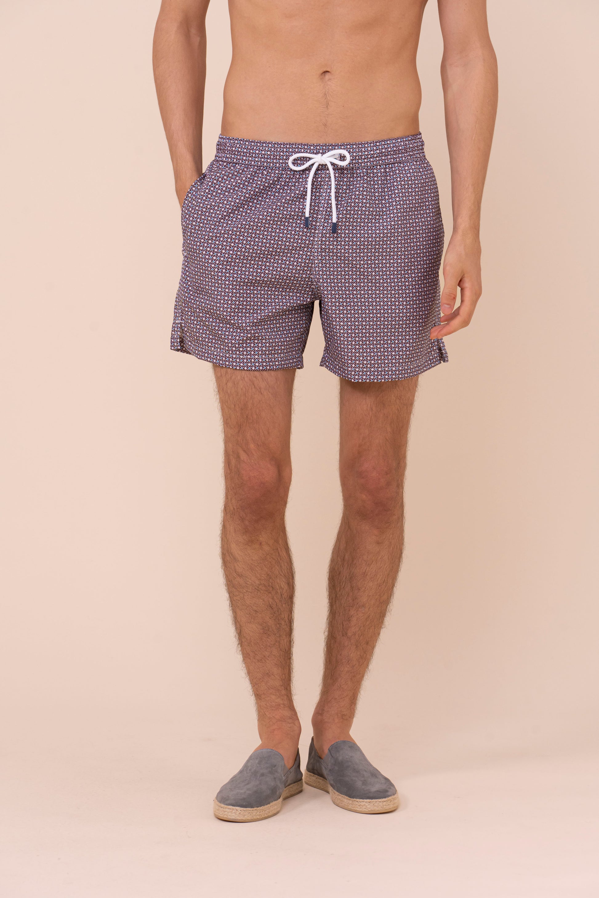 Madeira - The Sustainable Swim Trunks - Vintage Pattern - MERLOT