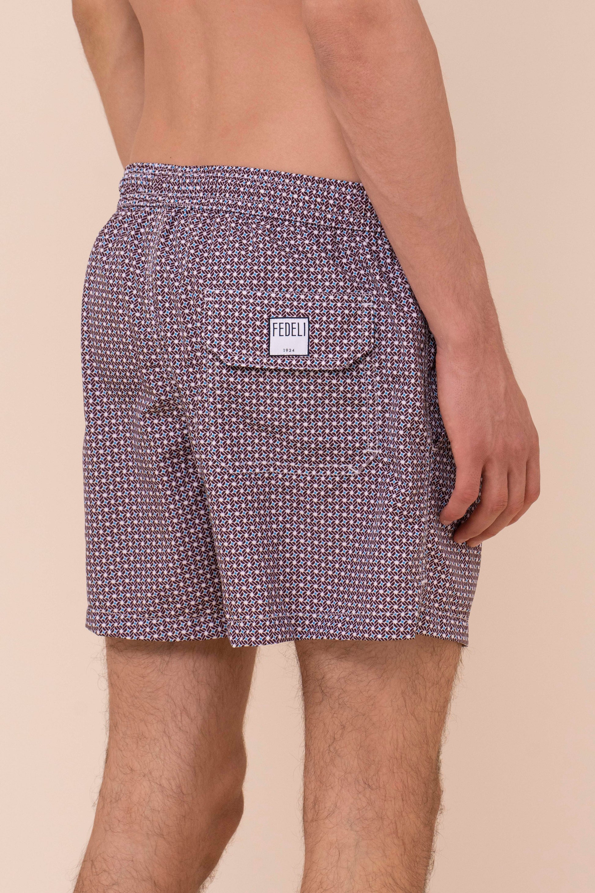 Madeira - The Sustainable Swim Trunks - Vintage Pattern - MERLOT