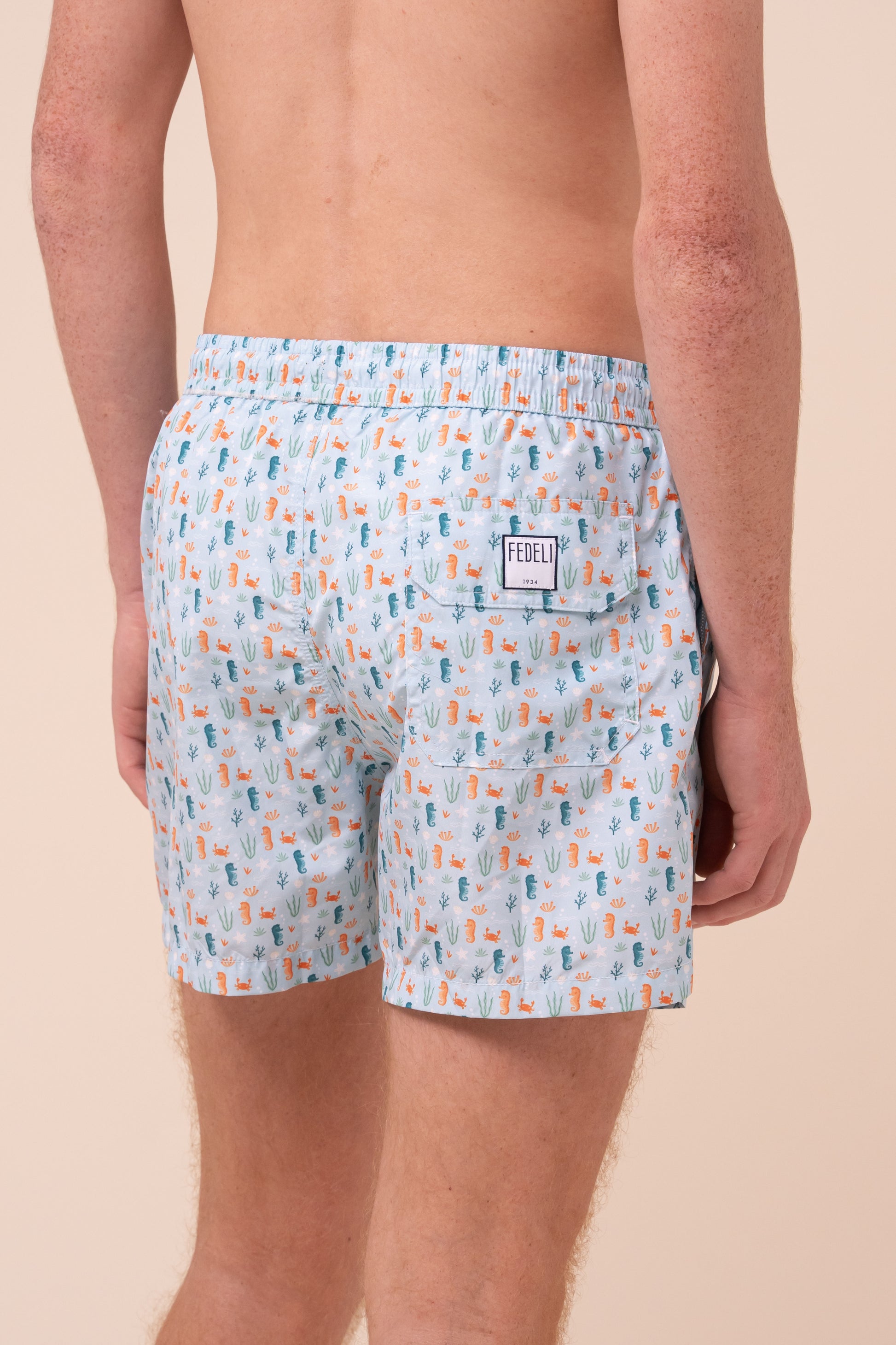 Madeira - The Sustainable Swim Trunks - Seahorse Pattern - LIGHTBLUE
