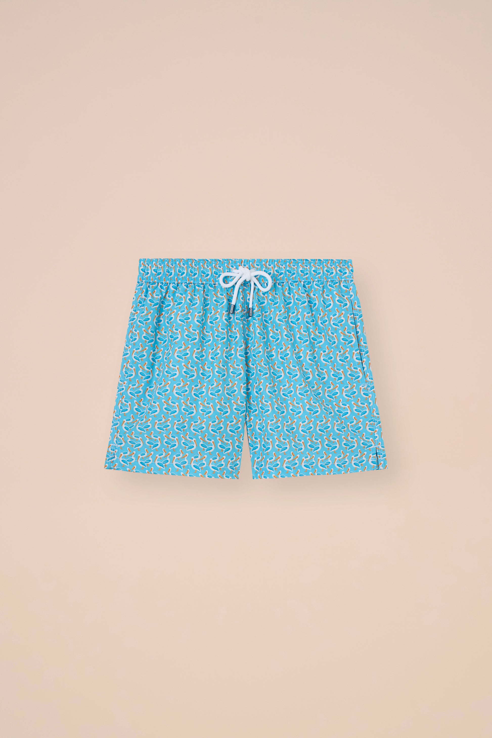 Madeira - The Sustainable Swim Trunks - Heron Pattern - DEEPSKYBLUE