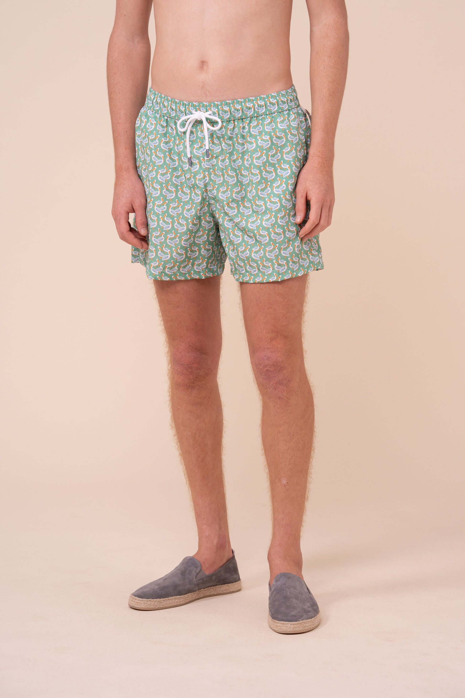 Madeira - The Sustainable Swim Trunks - Heron Pattern - DEEPSKYBLUE