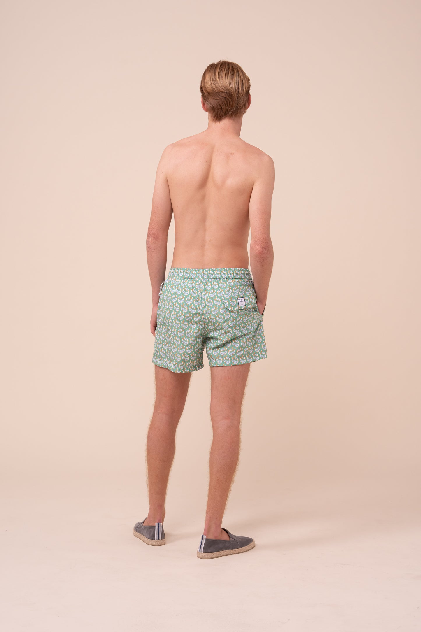 Madeira - The Sustainable Swim Trunks - Heron Pattern - DEEPSKYBLUE