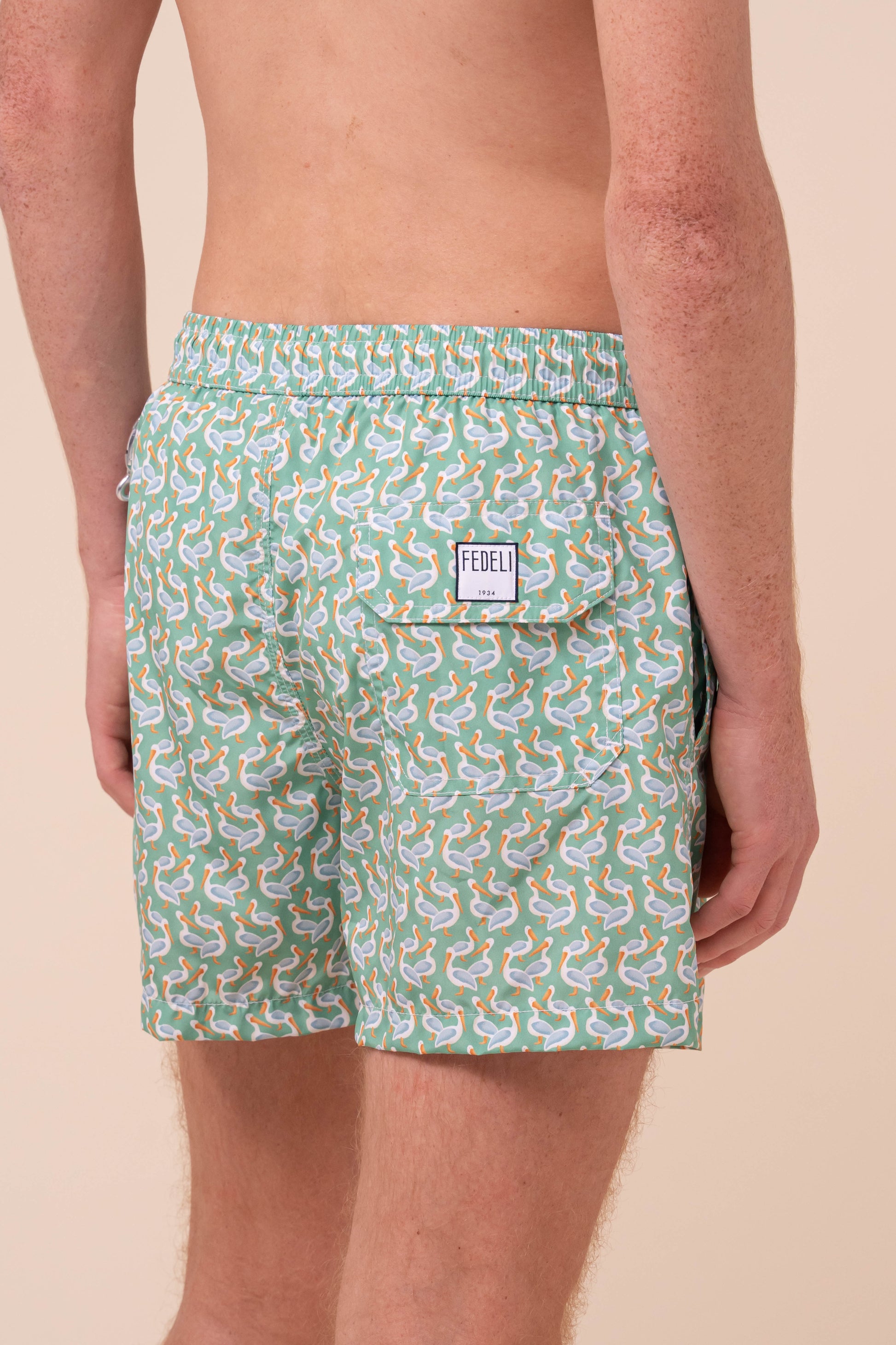 Madeira - The Sustainable Swim Trunks - Heron Pattern - DEEPSKYBLUE