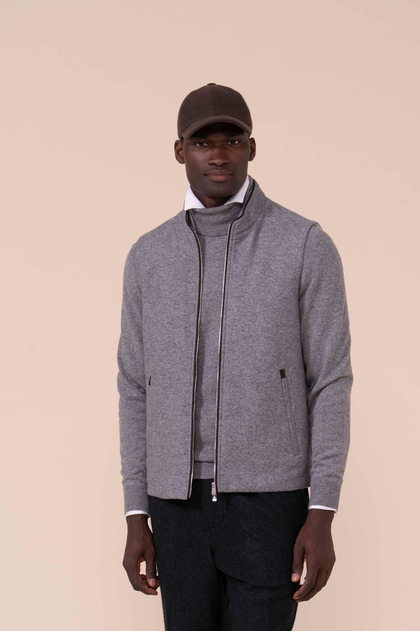 Mark Cashmere Flanel Full-zip Vest - FLANNEL