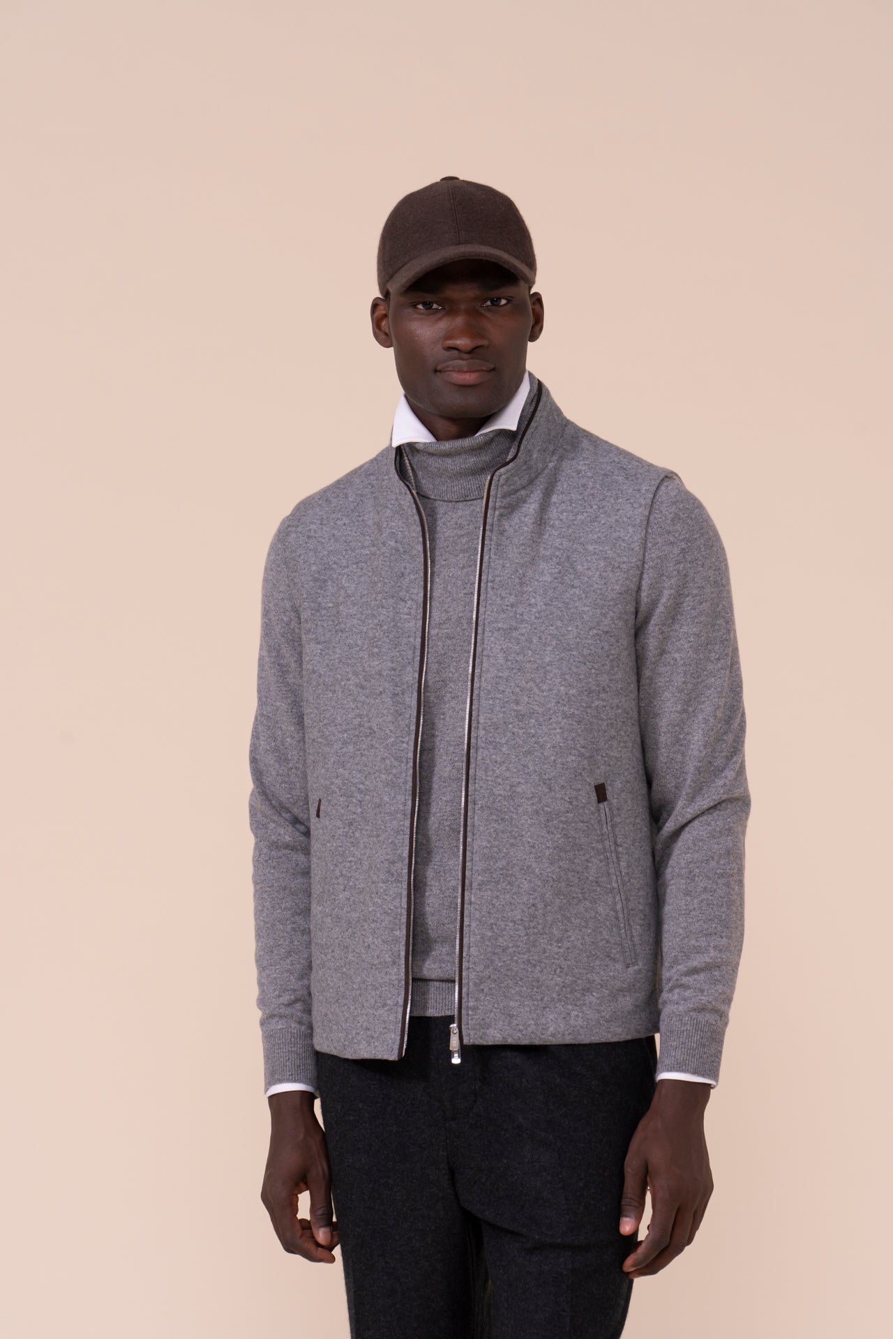 Mark Cashmere Flanel Full-zip Vest - FLANNEL