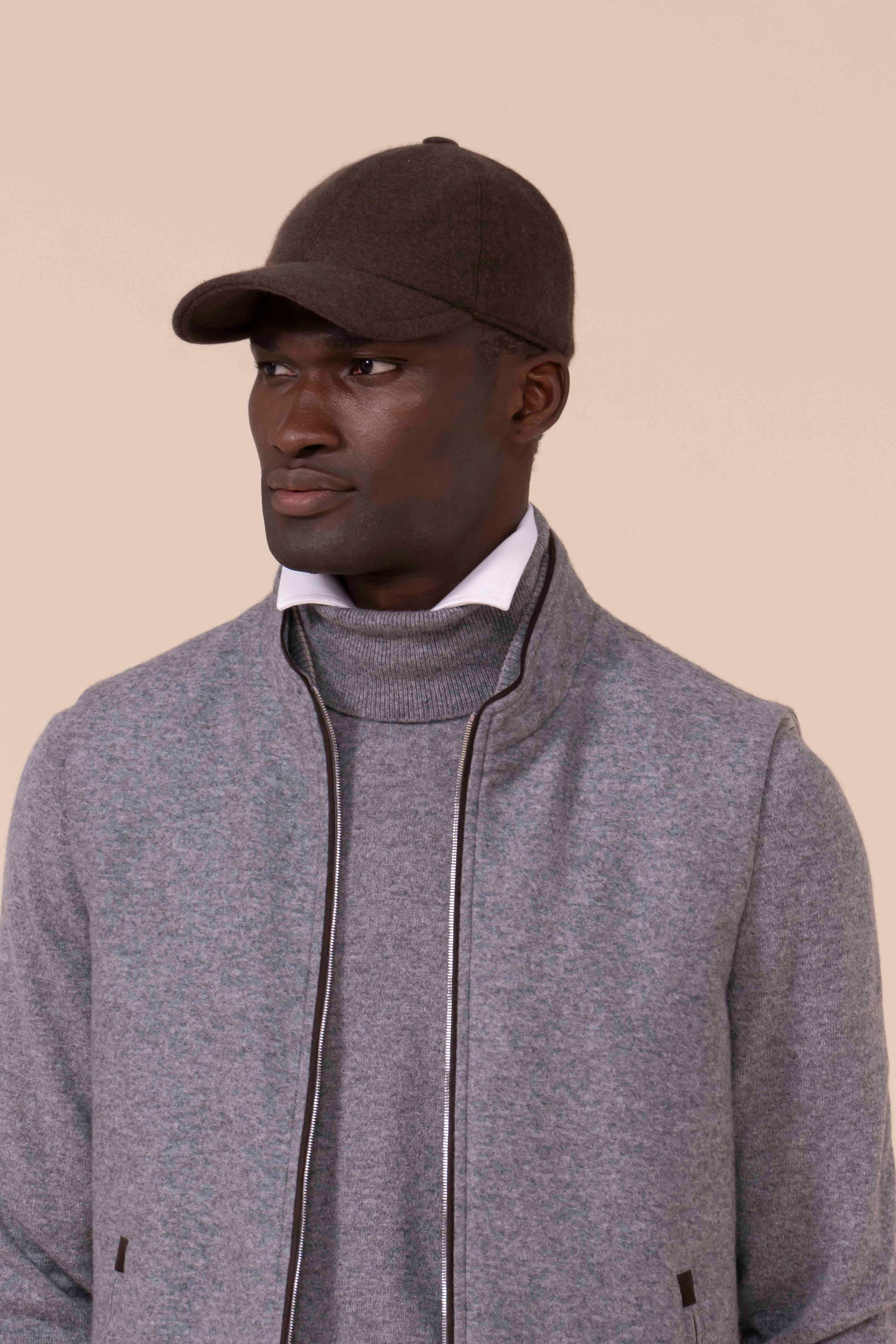 Mark Cashmere Flanel Full-zip Vest - FLANNEL