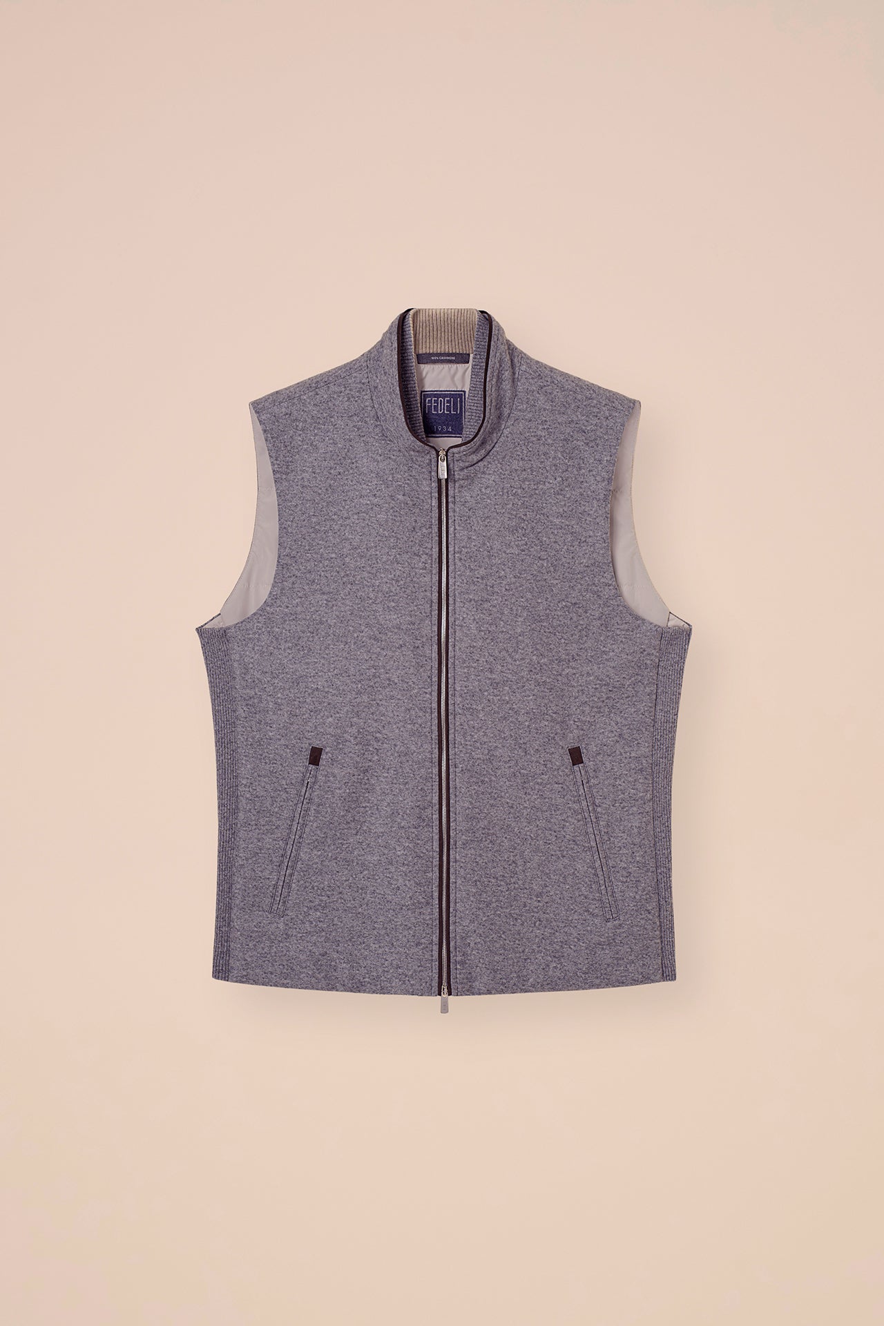 Mark Cashmere Flanel Full-zip Vest - FLANNEL