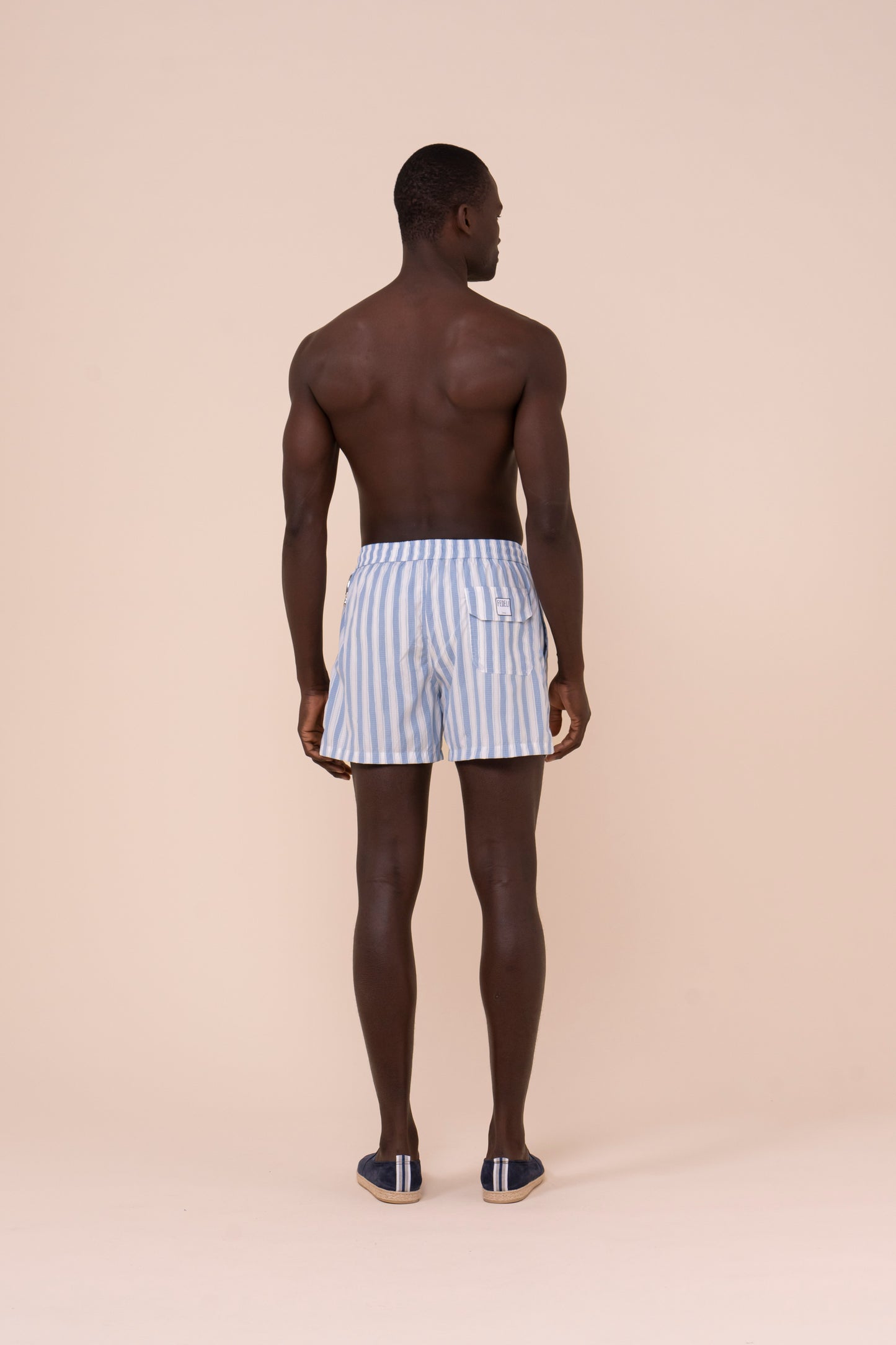 Madeira - The Sakar Swim Trunk - Striped Pattern - DENIM
