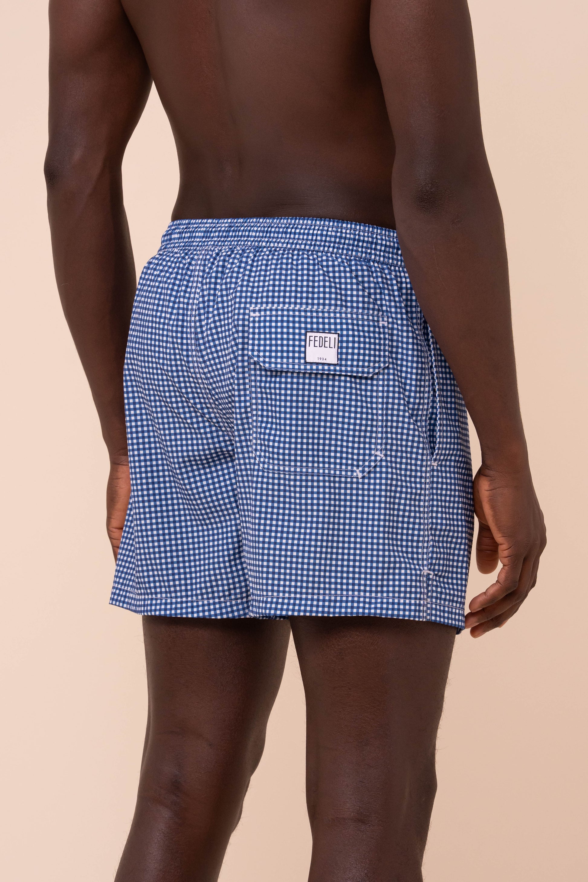Madeira - The Sakar Swim Trunks - Gingham Pattern - MIDNIGHTBLUE