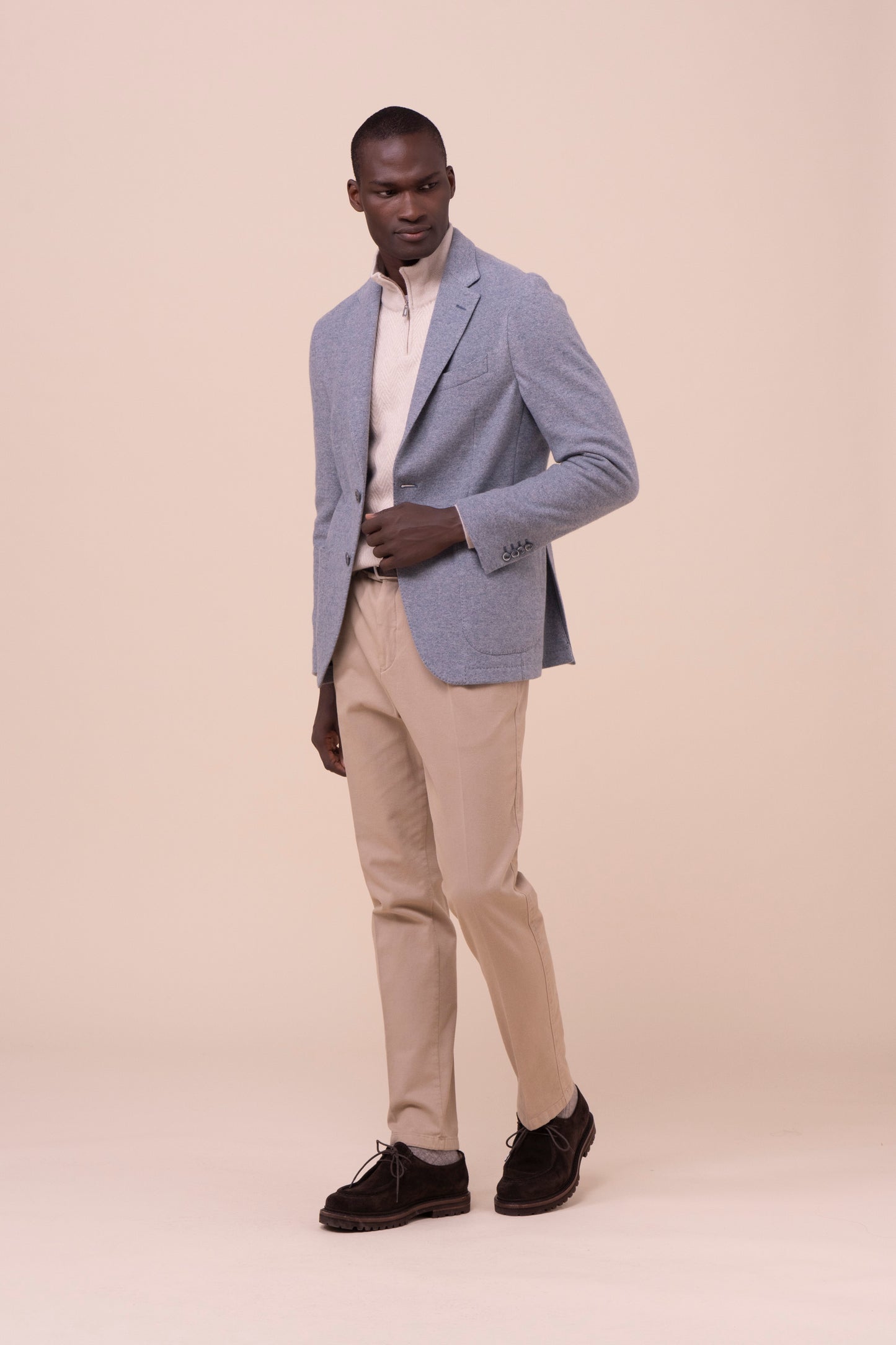 Taylor blazer in cashmere piquet flanel - LIGHTDENIM
