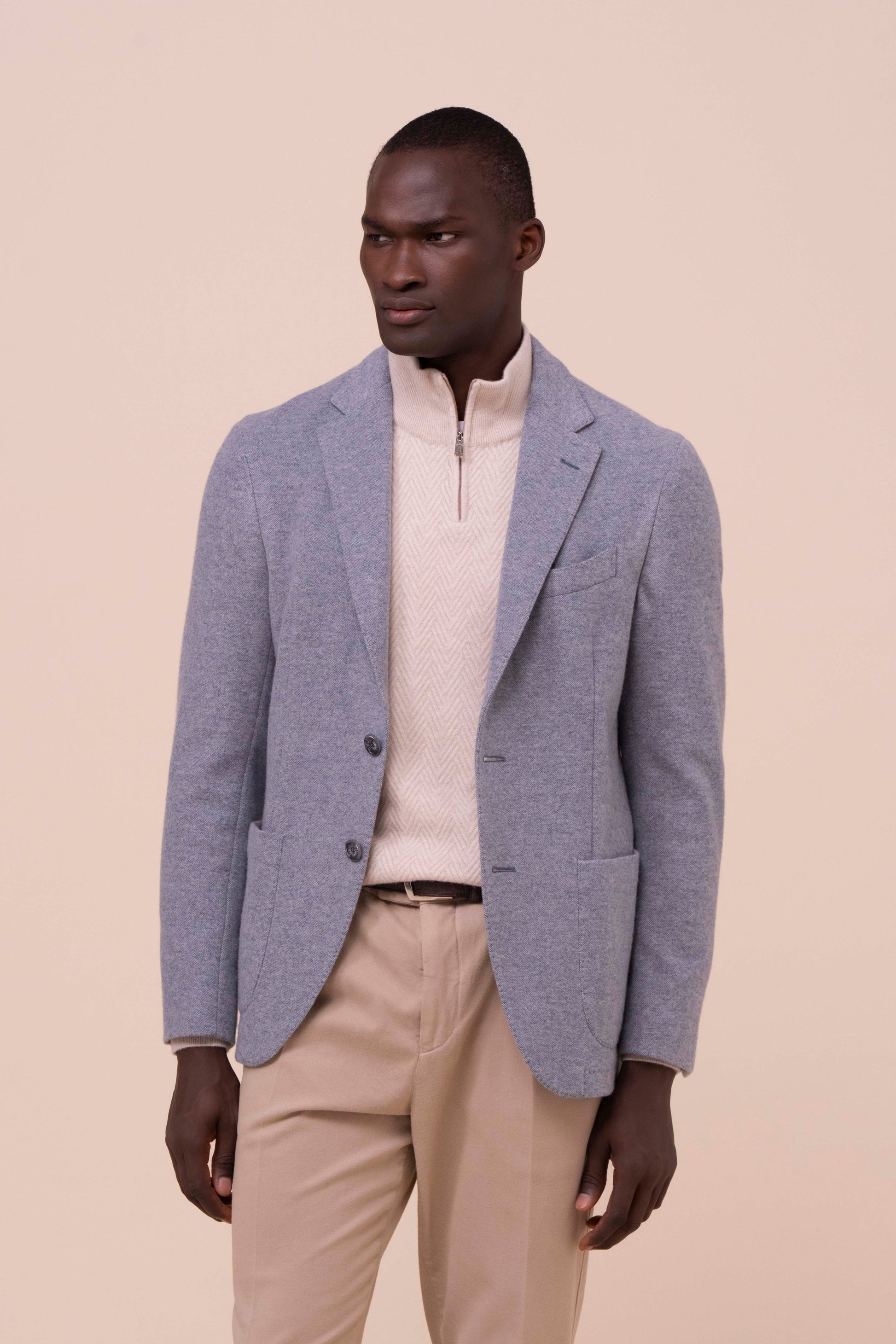 Taylor blazer in cashmere piquet flanel - LIGHTDENIM
