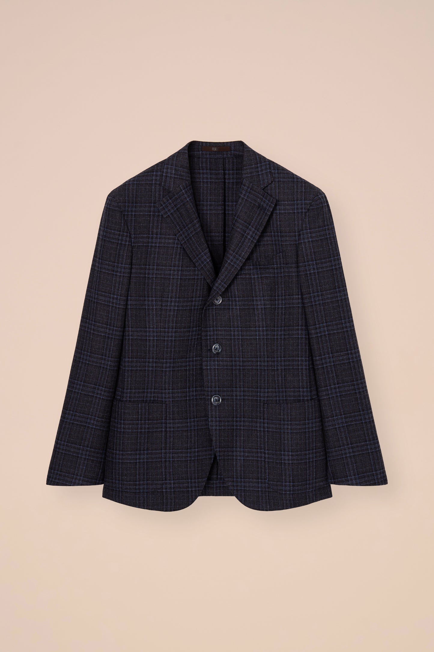 Cremona blazer monopetto in cashmere jack - MIDNIGHTBLUEMELANGE