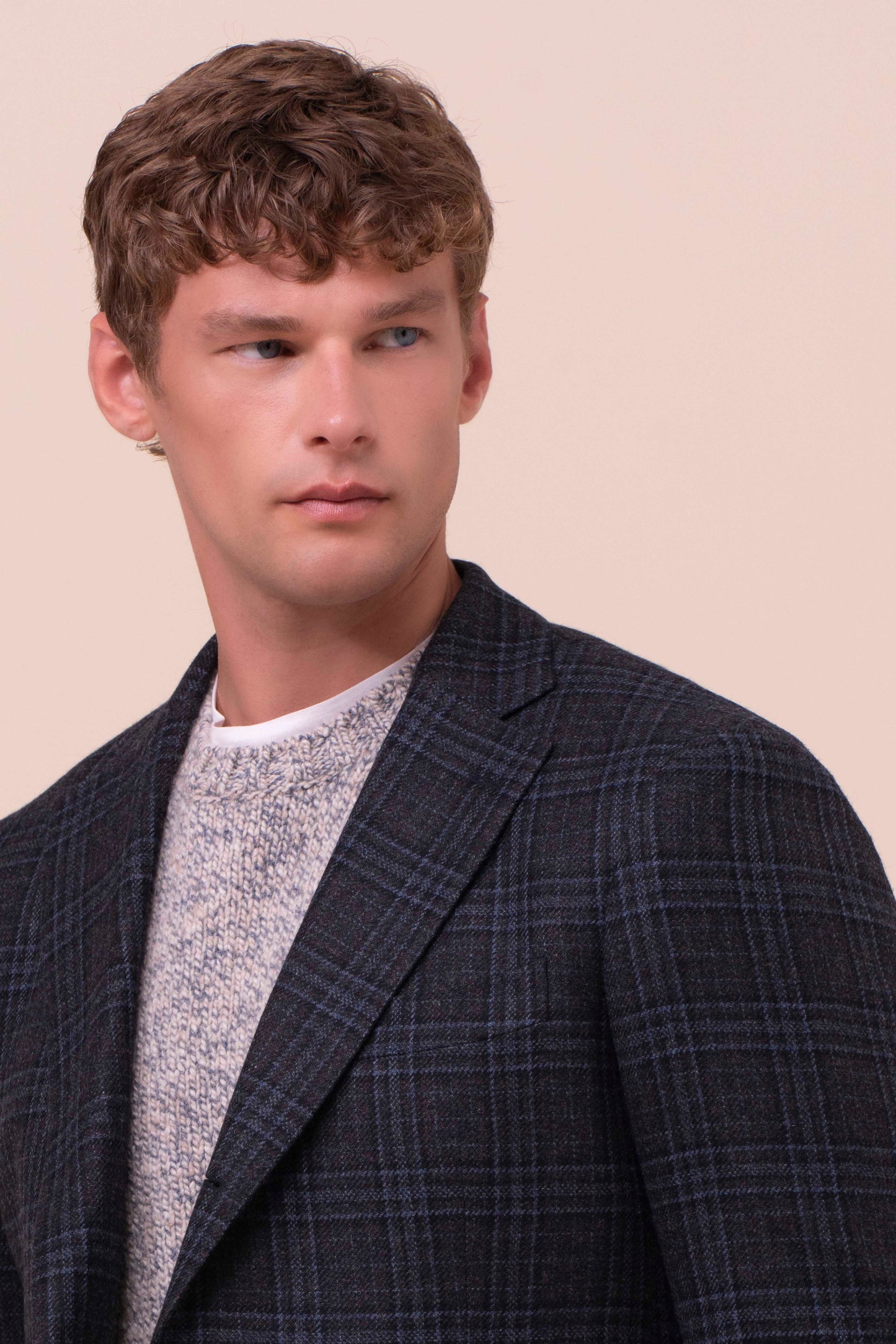 Cremona blazer monopetto in cashmere jack - MIDNIGHTBLUEMELANGE