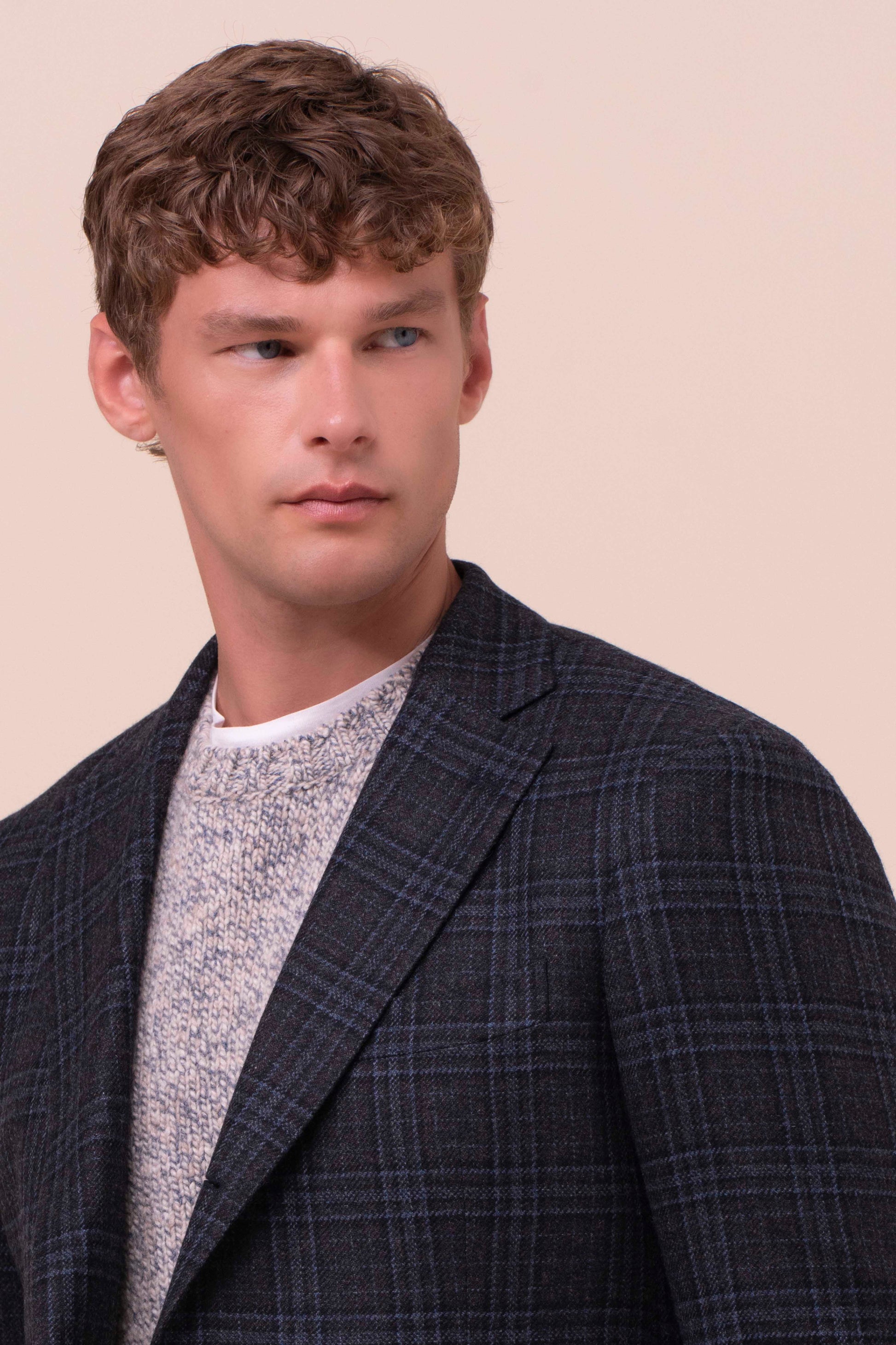 Cremona blazer monopetto in cashmere jack - MIDNIGHTBLUEMELANGE