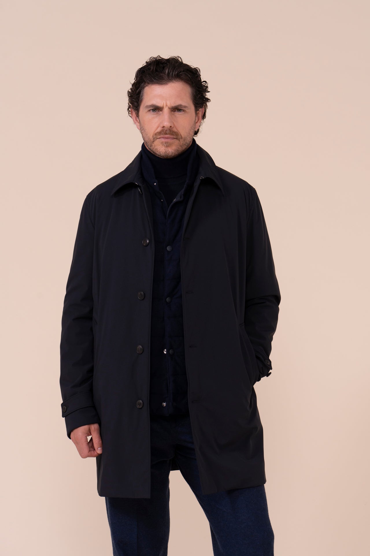 Rain Nylon Bi-Stretch Coat - MIDNIGHTBLUE