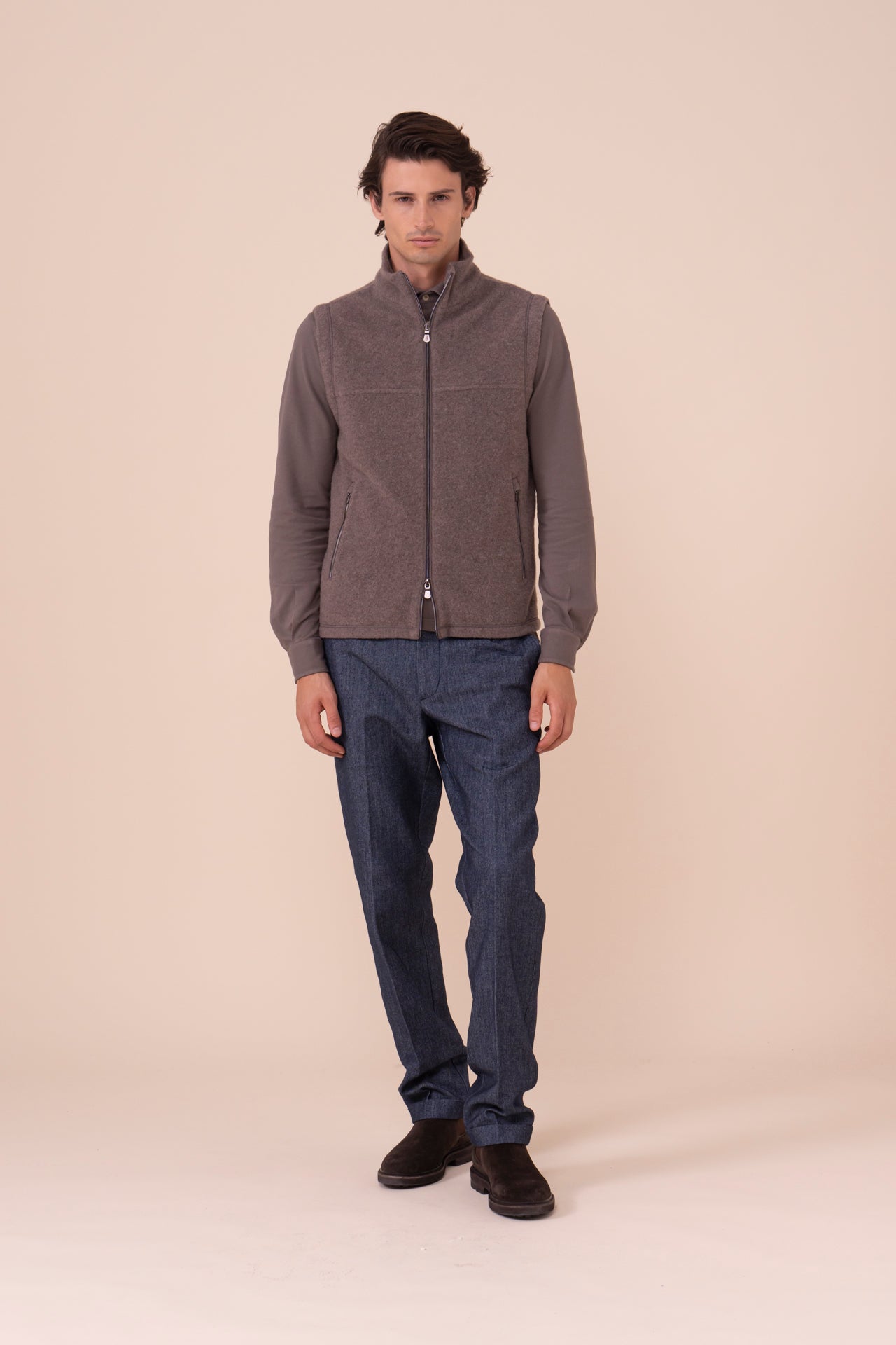 Par Cashmere Velour Vest - DARKGREIGE