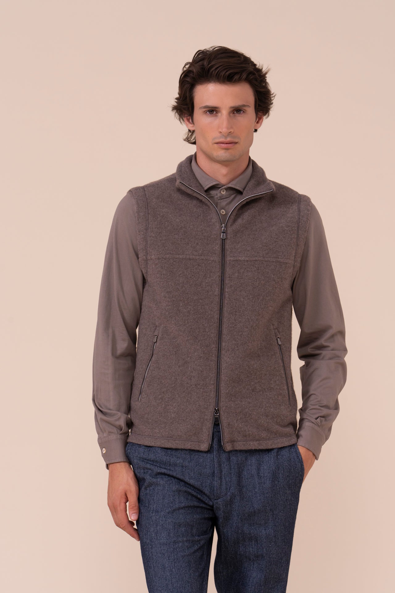 Par Cashmere Velour Vest - DARKGREIGE