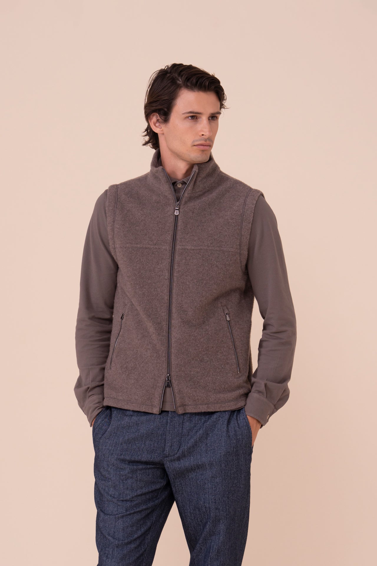 Par Cashmere Velour Vest - DARKGREIGE