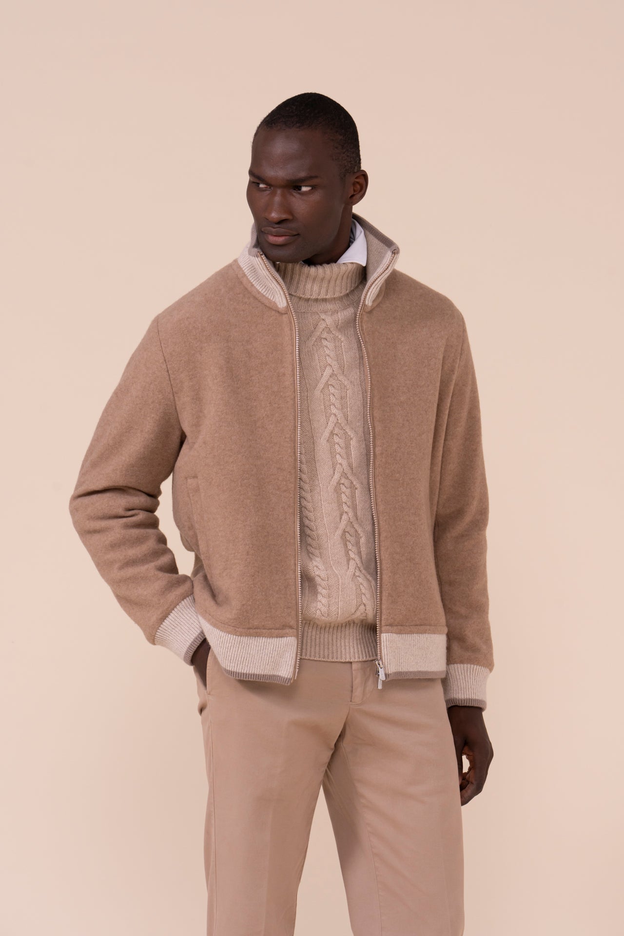 Polar Cashmere Velour Bomber - DUNES