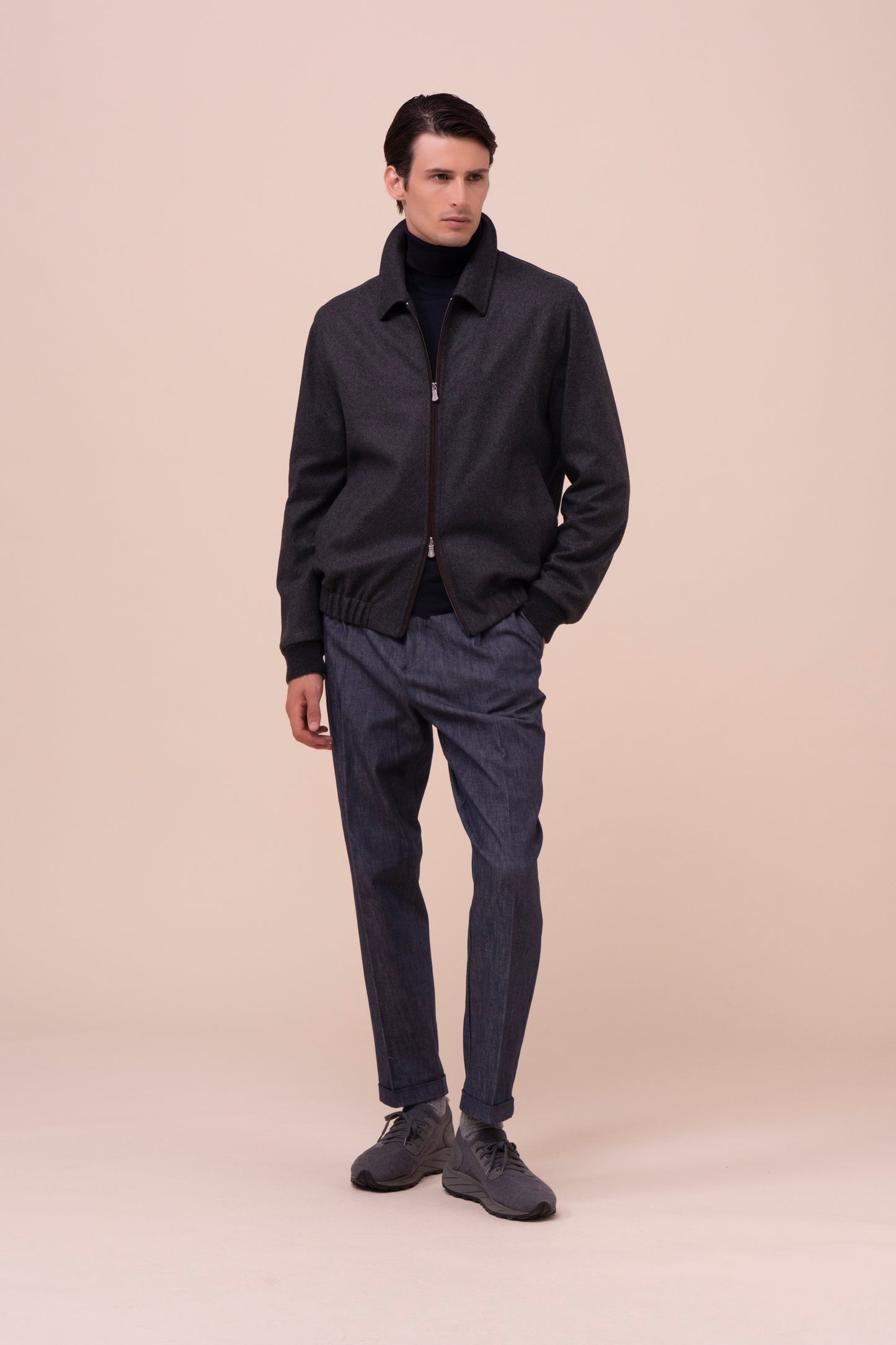 Tram giacca in cashmere stretch - ANTHRACITEMELANGE