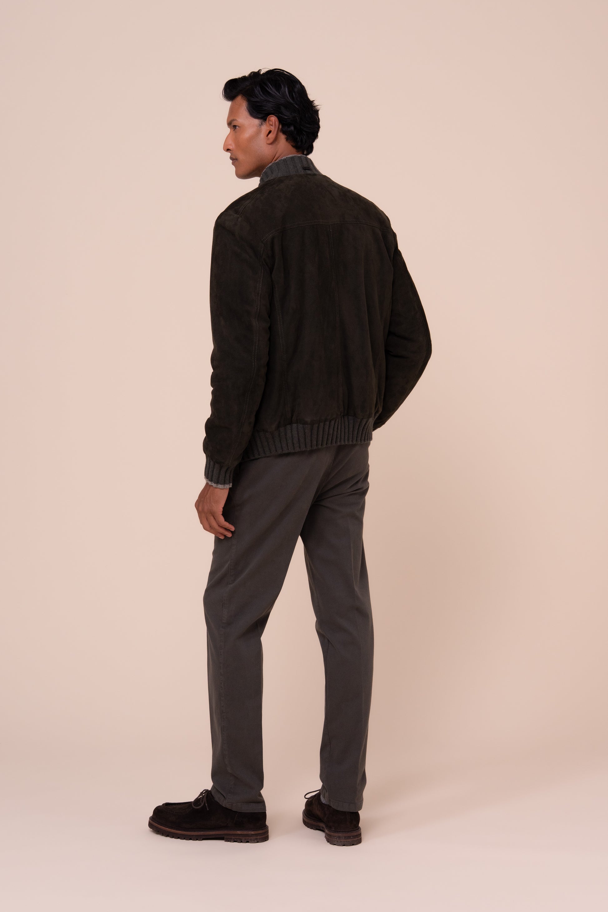 Verbier bomber in suede imbottito in cashmere  - DARKOLIVEGREEN