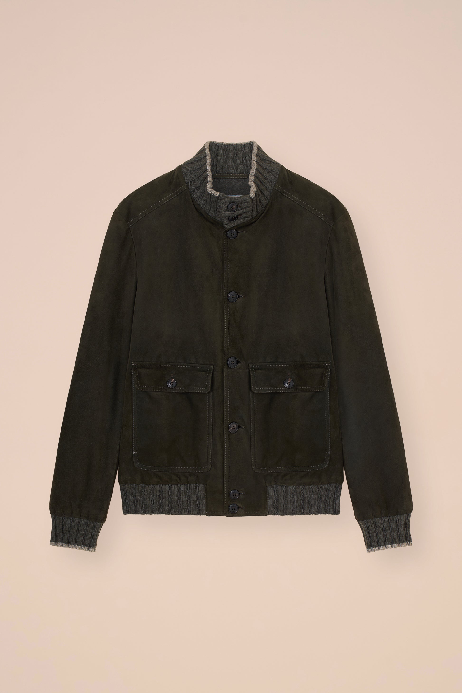 Verbier bomber in suede imbottito in cashmere  - DARKOLIVEGREEN