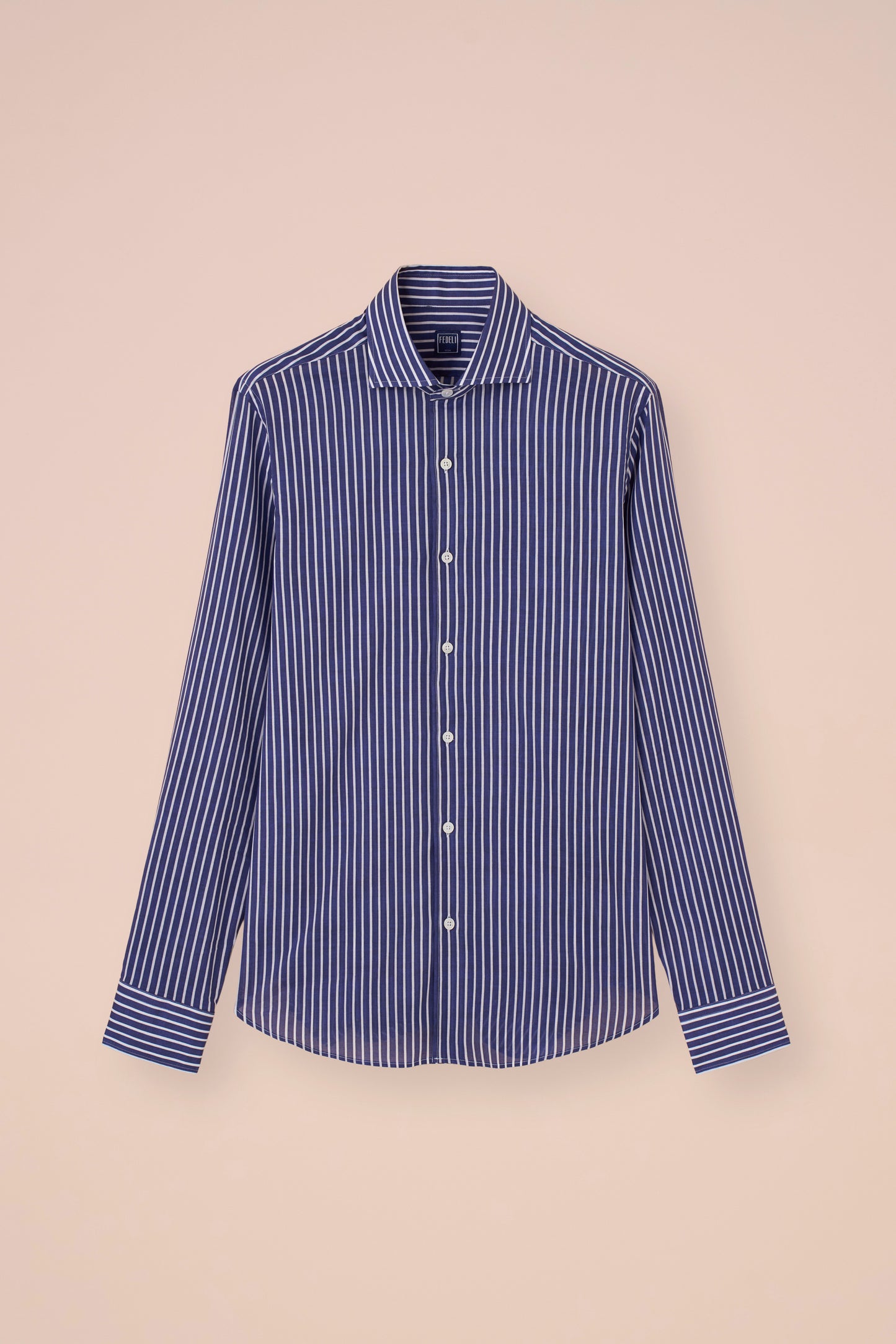 Sean camicia in voile di cotone - Fantasia a righe - DARKBLUE