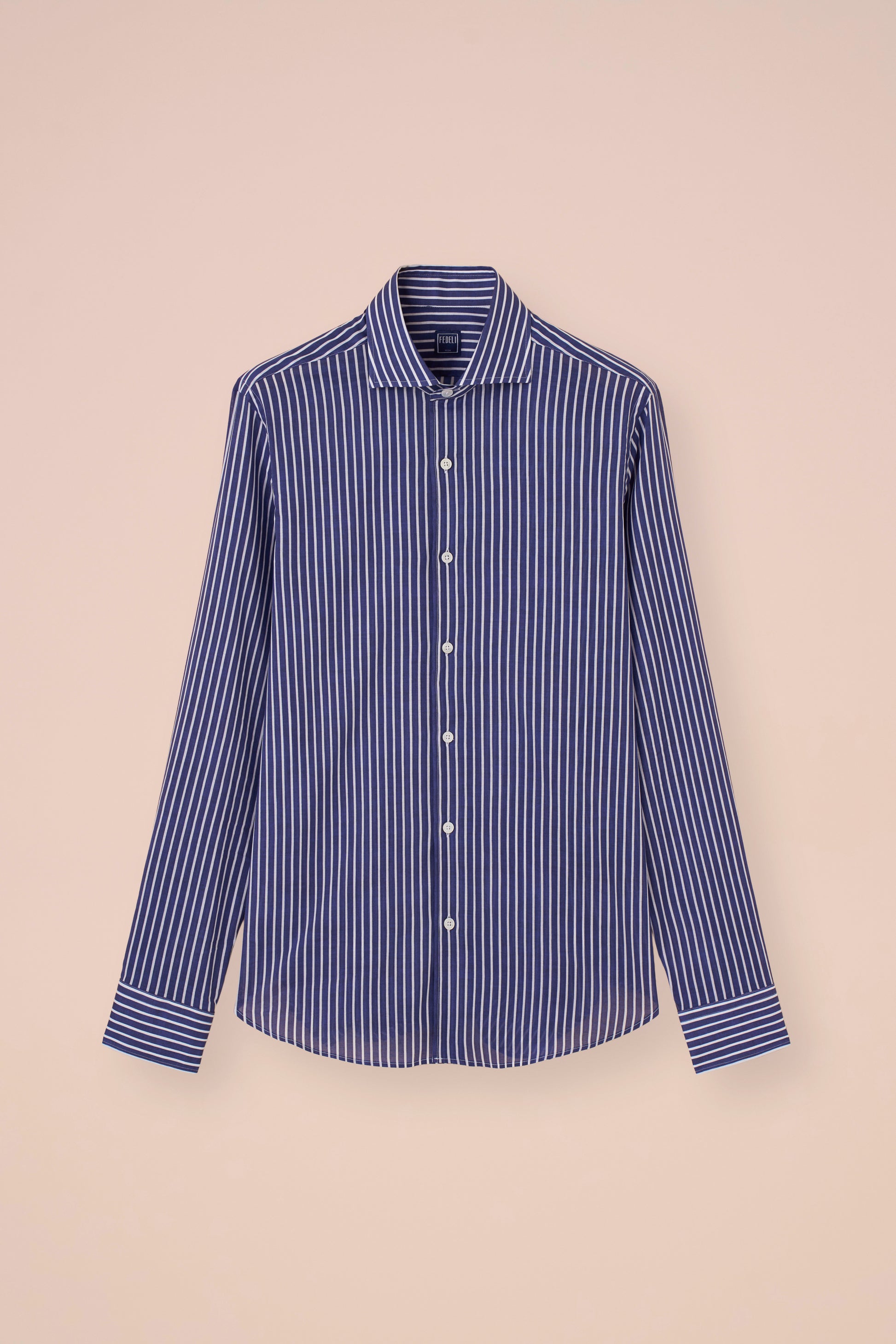 Sean camicia in voile di cotone - Fantasia a righe - DARKBLUE