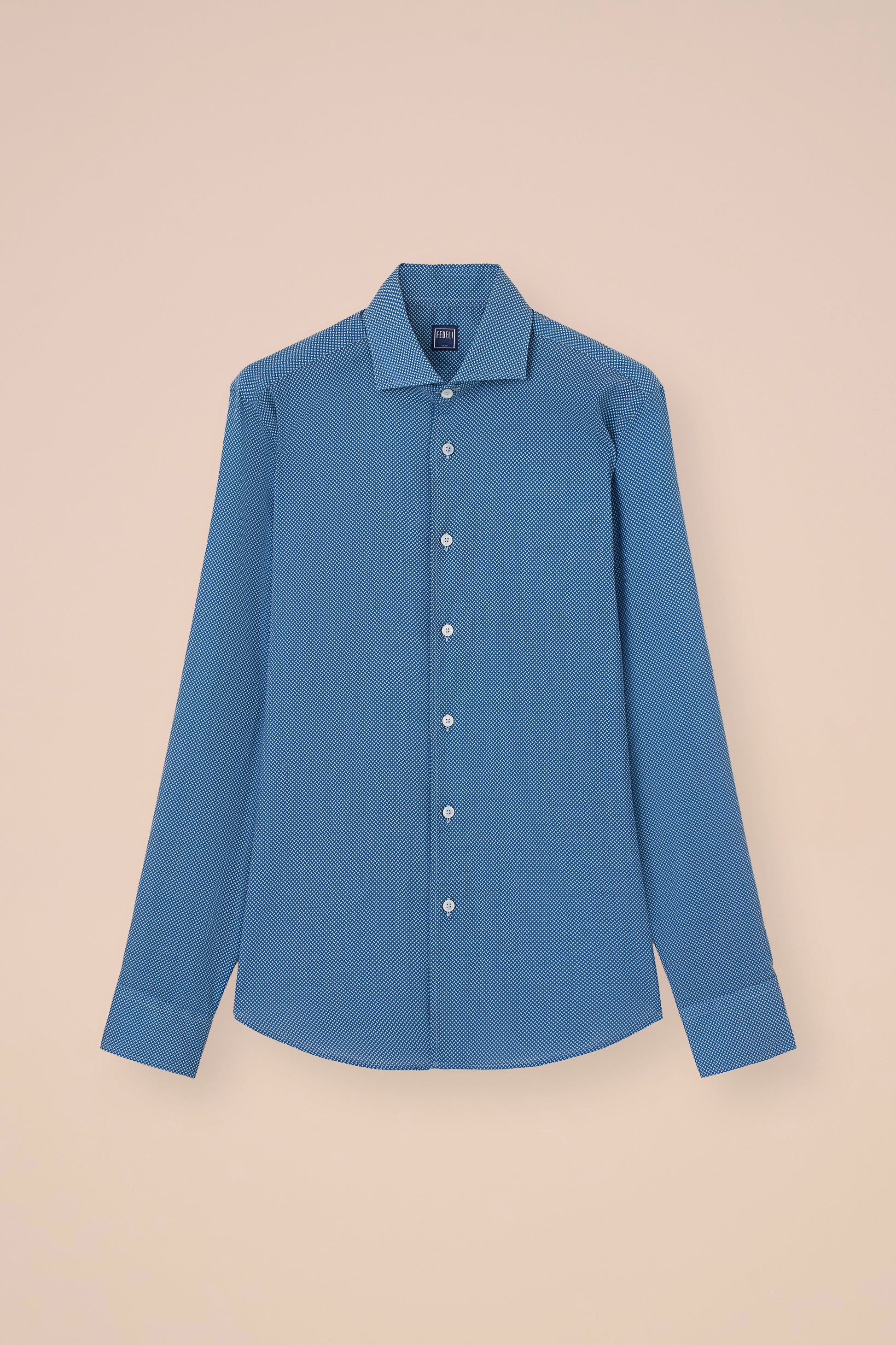 Sean Cotton Voile Printed Shirt - Mini Dash Pattern - MIDNIGHTBLUE