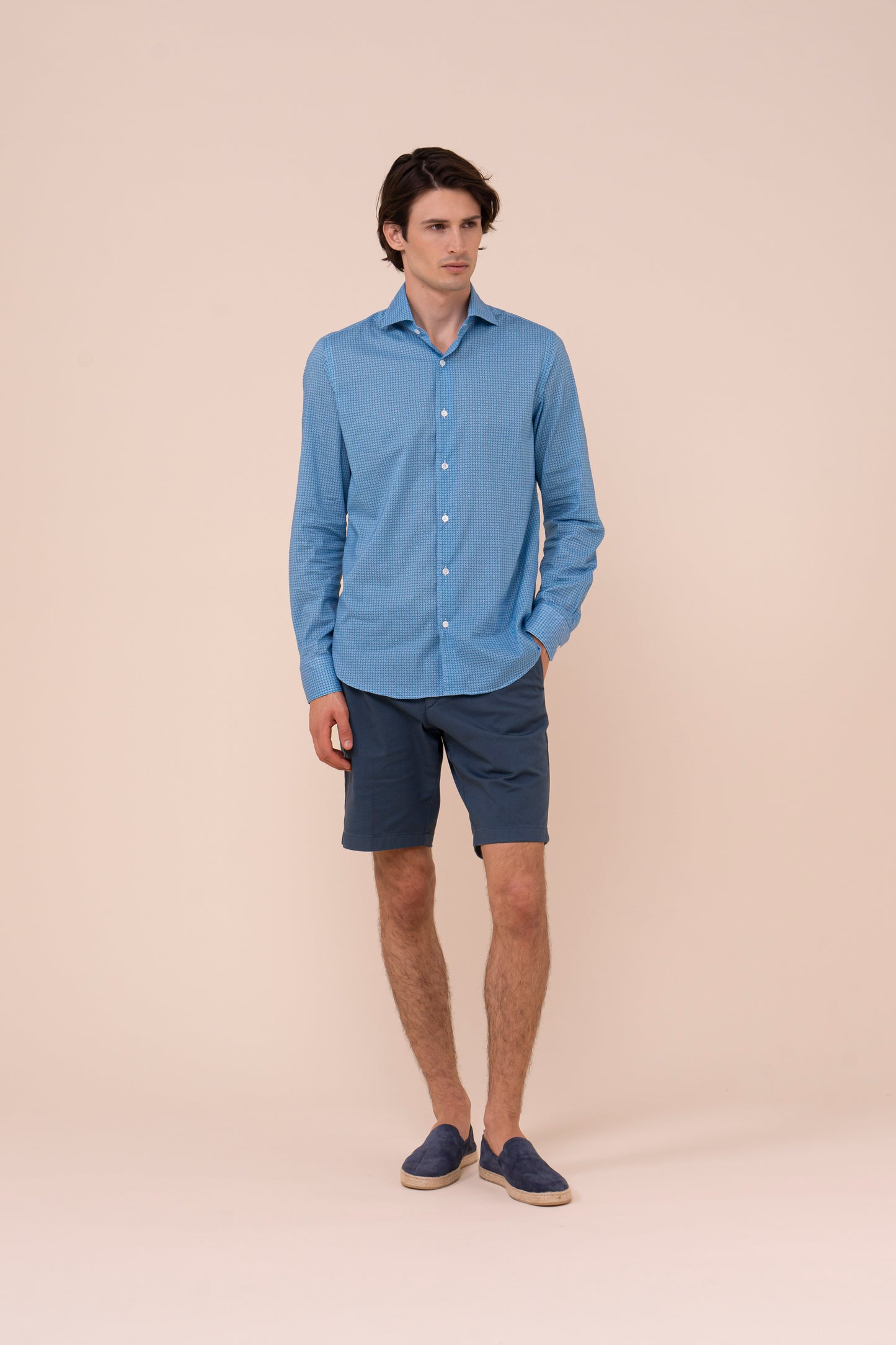 Sean camicia in voile di cotone - Fantasia fiorellini - CORNFLOWERBLUE