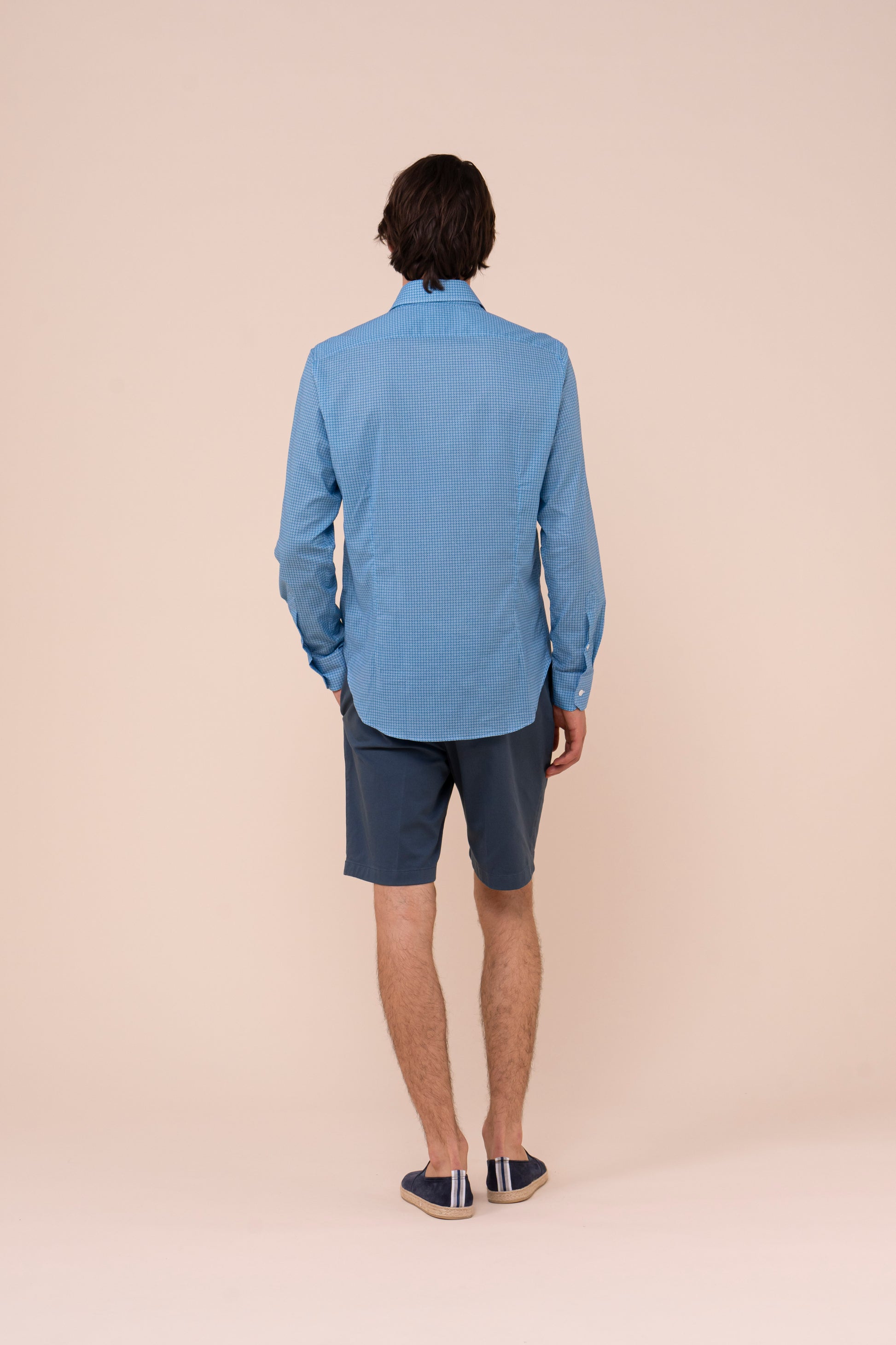 Sean camicia in voile di cotone - Fantasia fiorellini - CORNFLOWERBLUE