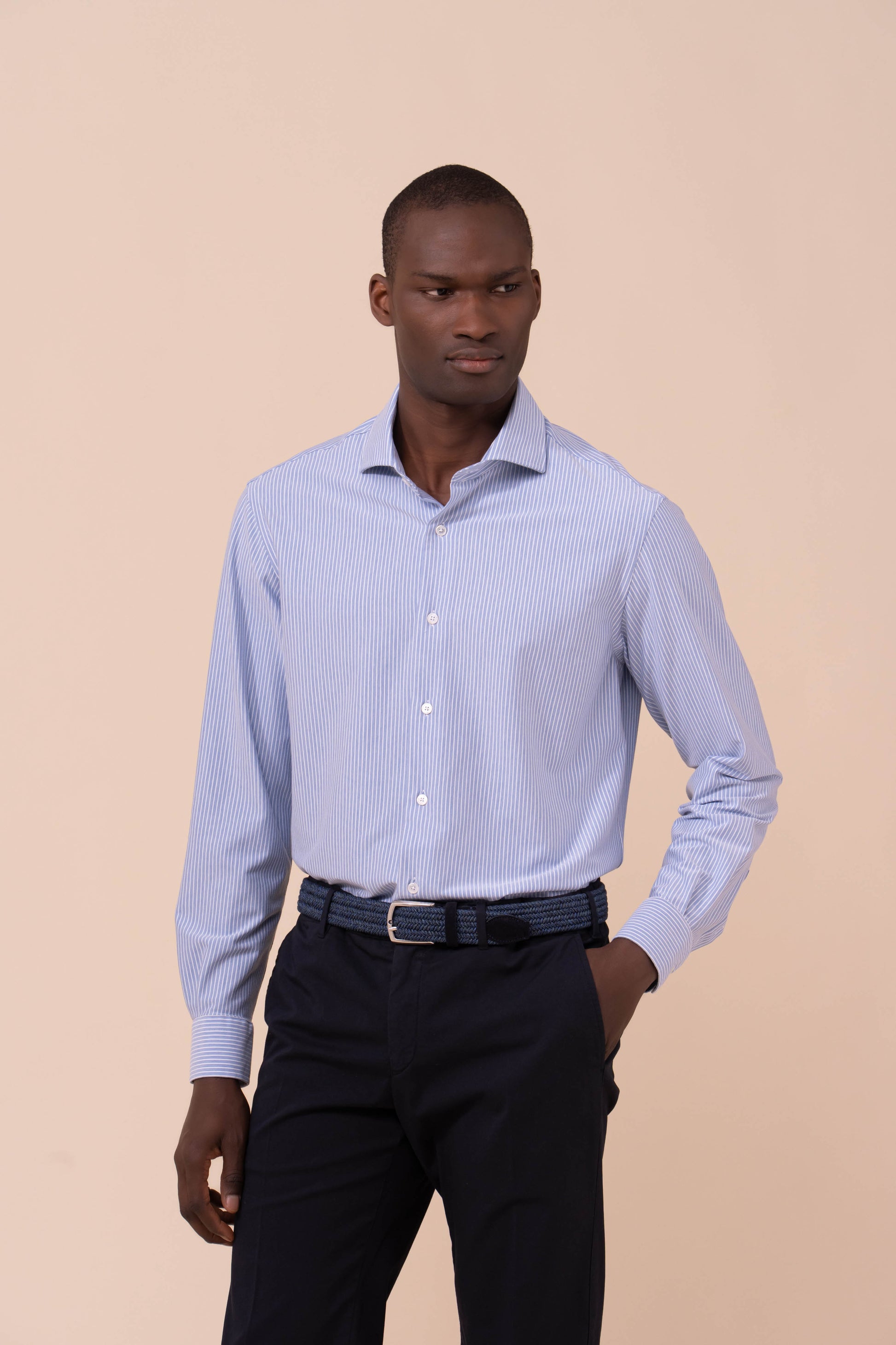 Giorgio Techno Striped Jersey Shirt - WHITE