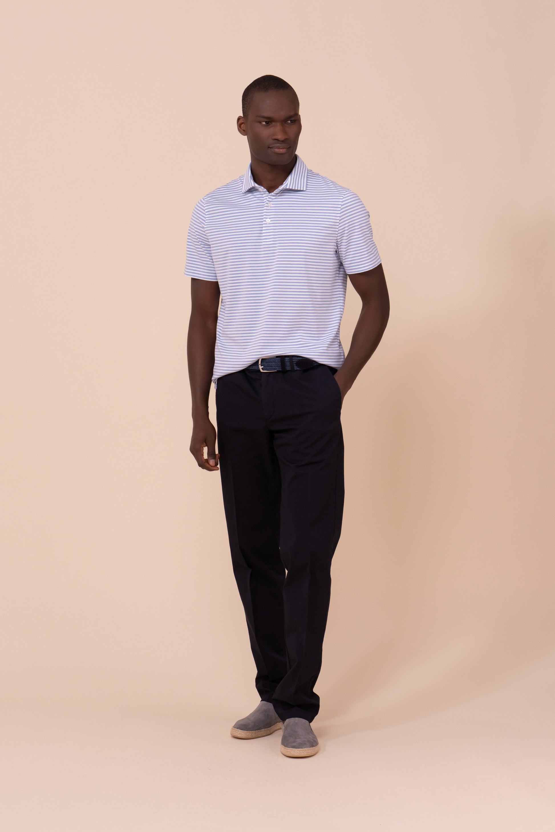 Zero Techno Jersey Striped Polo - SKYBLUE-LINE4