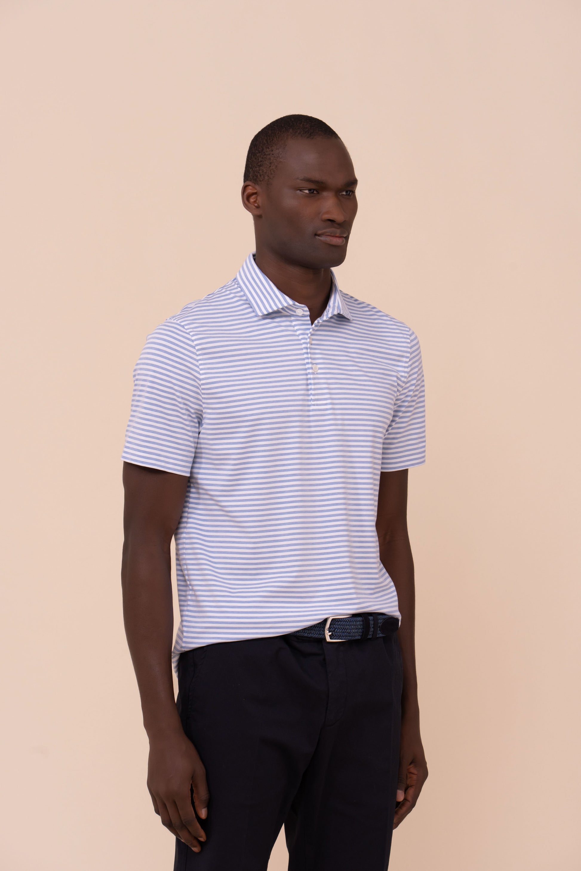 Zero Techno Jersey Striped Polo - SKYBLUE-LINE4